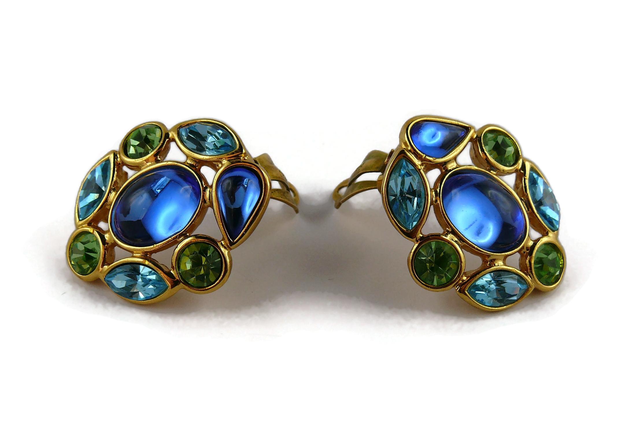 Yves Saint Laurent YSL Vintage Jewelled Clip-On Earrings For Sale 2