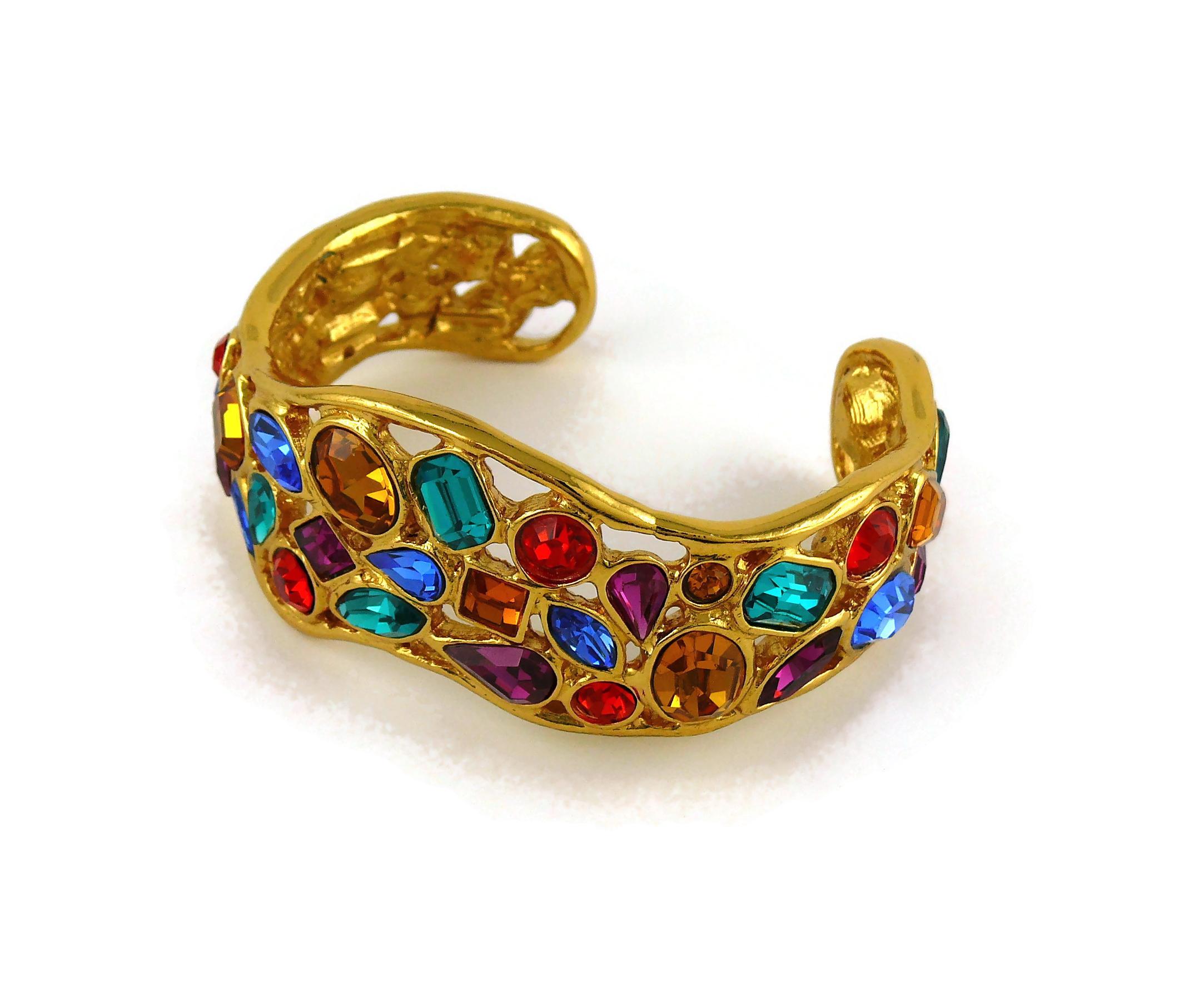Yves Saint Laurent YSL Vintage Jewelled Cuff Bracelet In Excellent Condition In Nice, FR