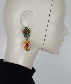 YVES SAINT LAURENT YSL Vintage Jewelled Dangle Earrings