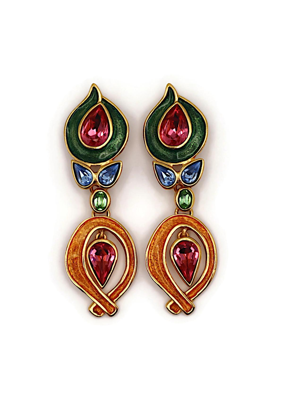 YVES SAINT LAURENT YSL Pendientes colgantes con joyas vintage en venta 1