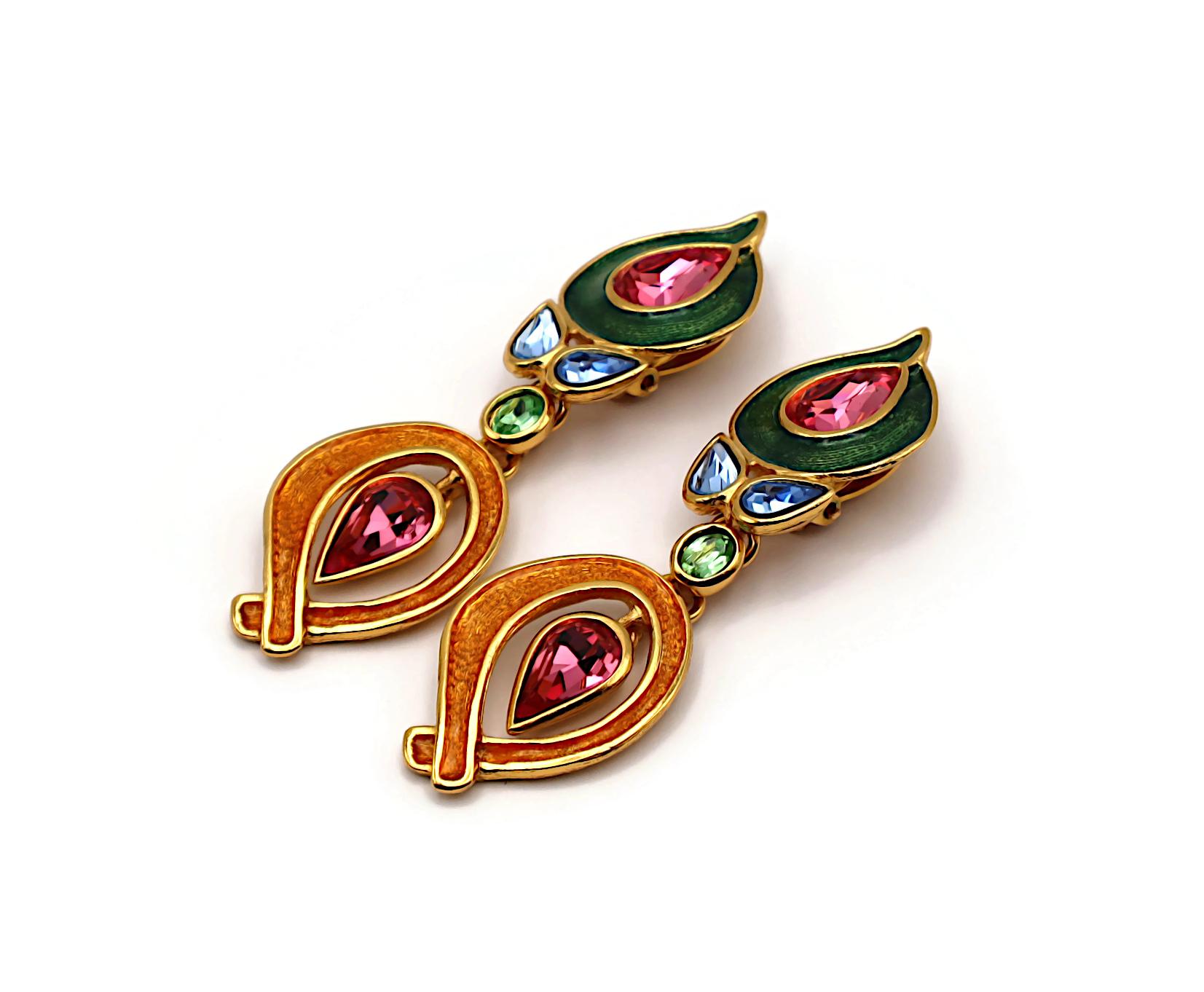 YVES SAINT LAURENT YSL Pendientes colgantes con joyas vintage en venta 2