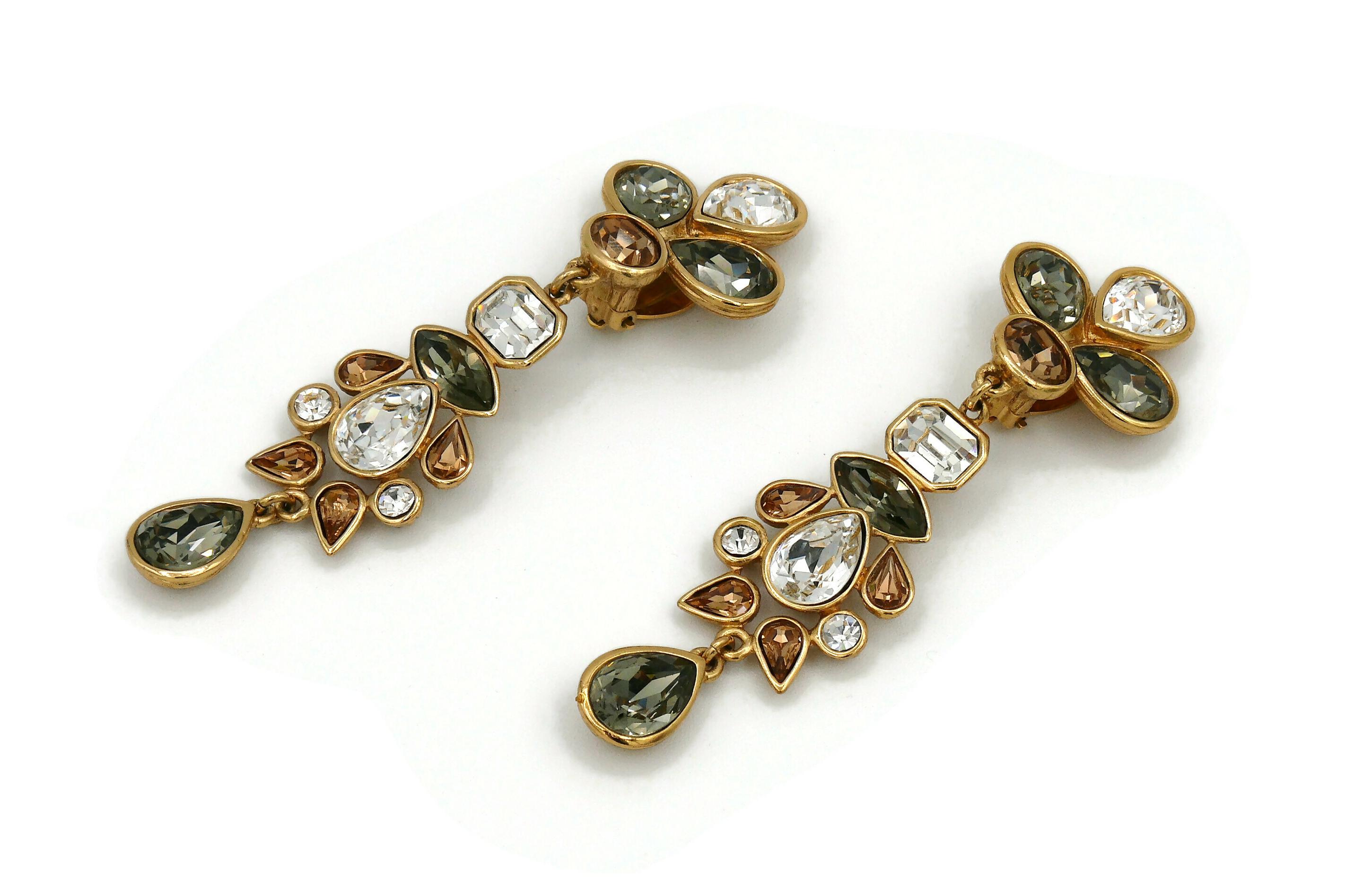 Yves Saint Laurent YSL Vintage Jewelled Dangling Earrings In Good Condition For Sale In Nice, FR