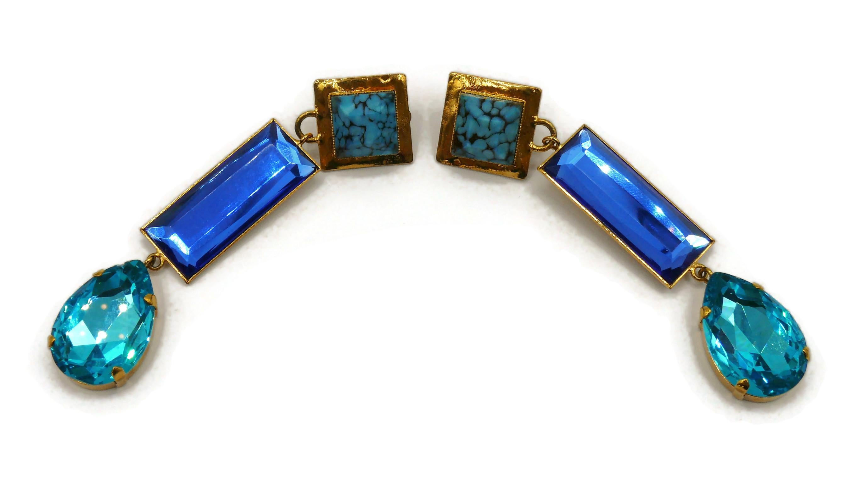 YVES SAINT LAURENT YSL Vintage Jewelled Dangling Earrings For Sale 2