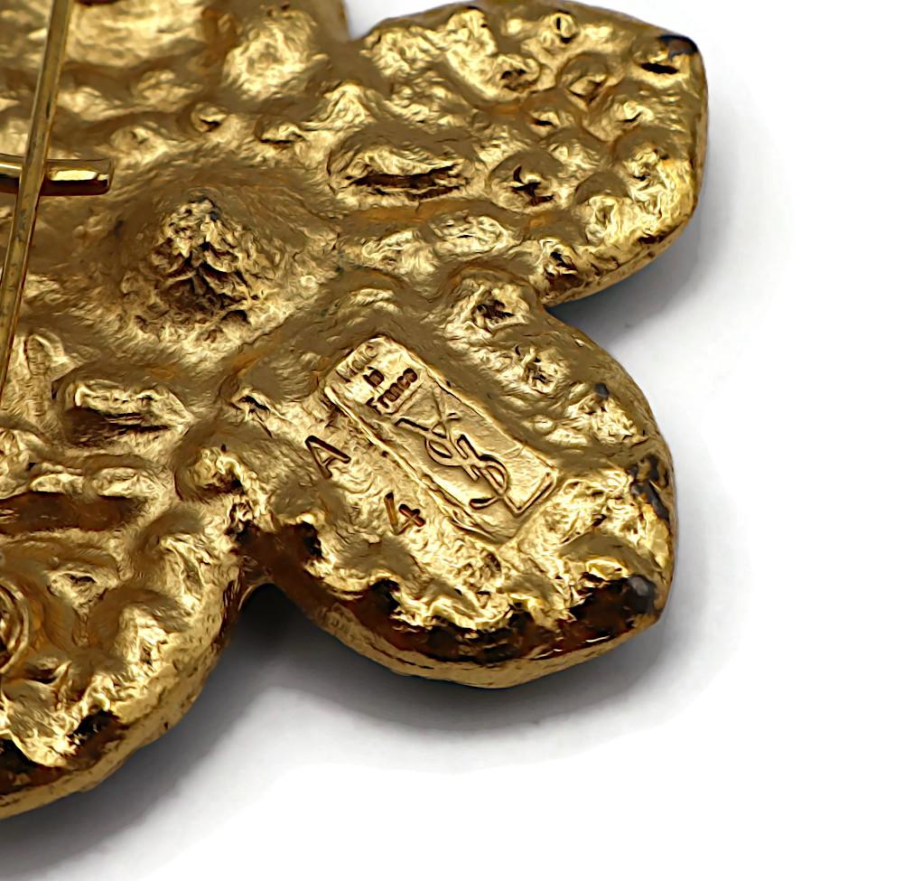 YVES SAINT LAURENT YSL Vintage Jewelled Flower Brooch Pendant 7
