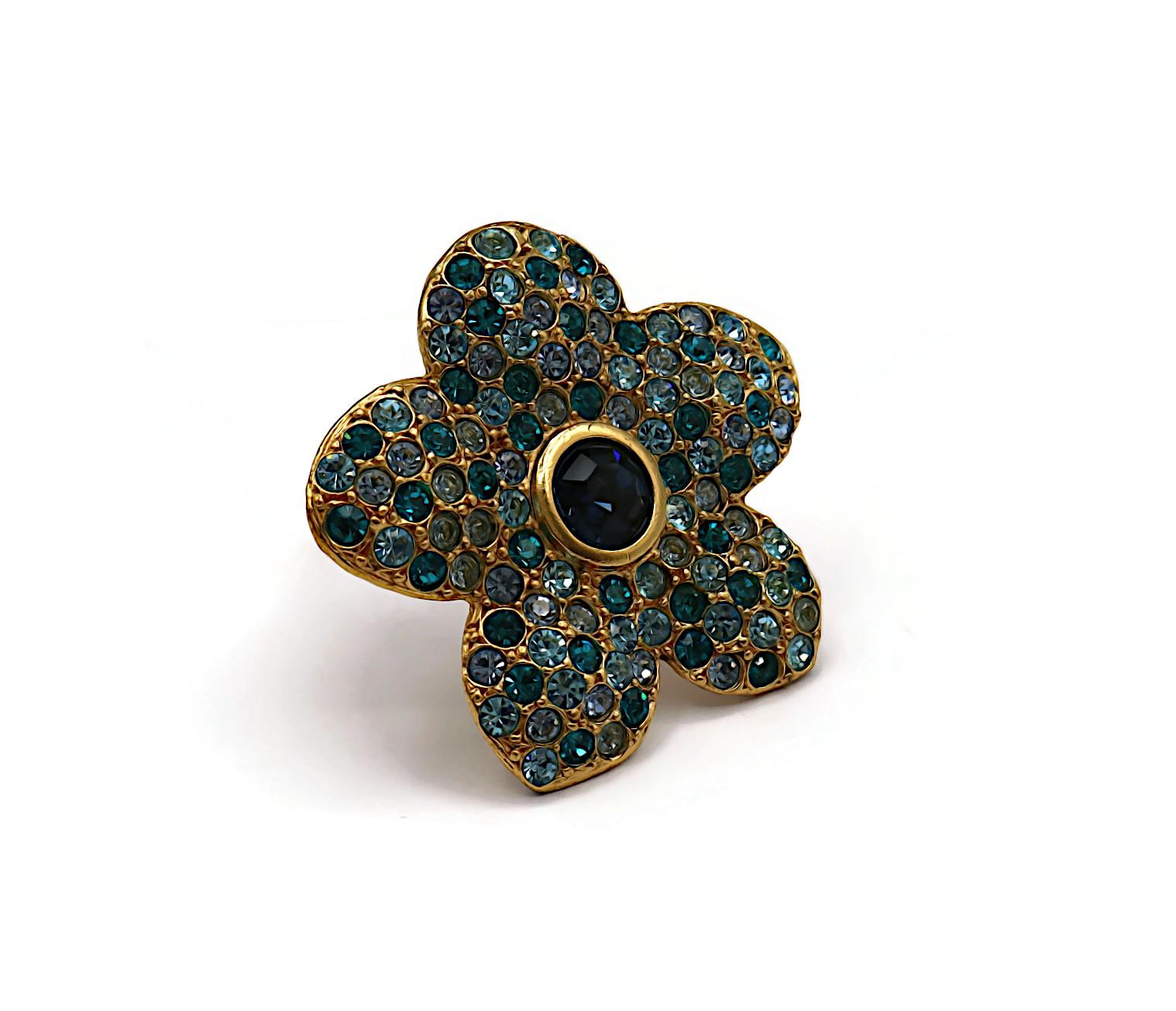 YVES SAINT LAURENT YSL Vintage Jewelled Flower Brooch Pendant In Good Condition In Nice, FR