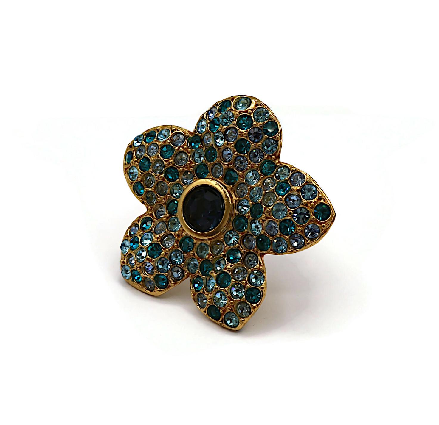 YVES SAINT LAURENT YSL Vintage Jewelled Flower Brooch Pendant 1