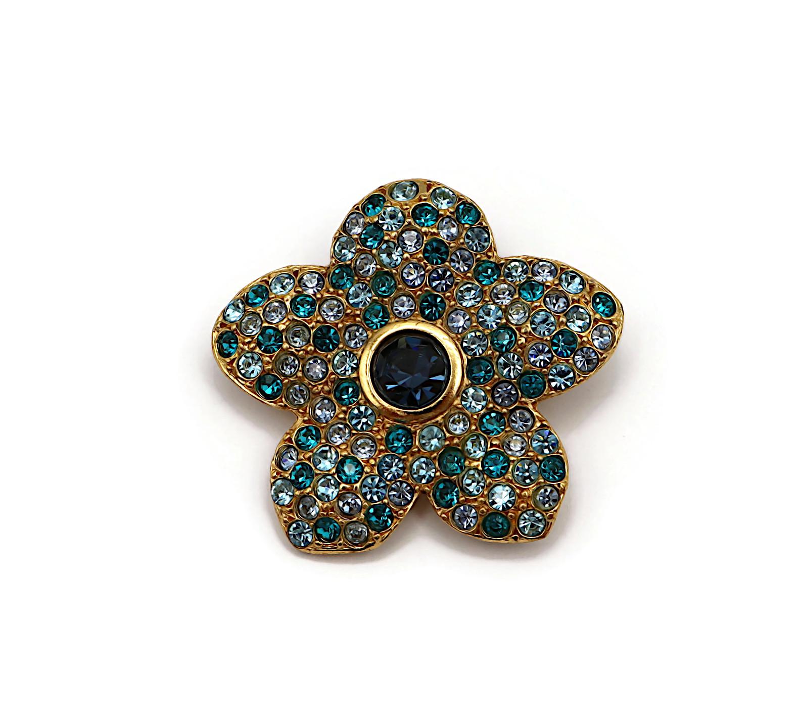 YVES SAINT LAURENT YSL Vintage Jewelled Flower Brooch Pendant 2
