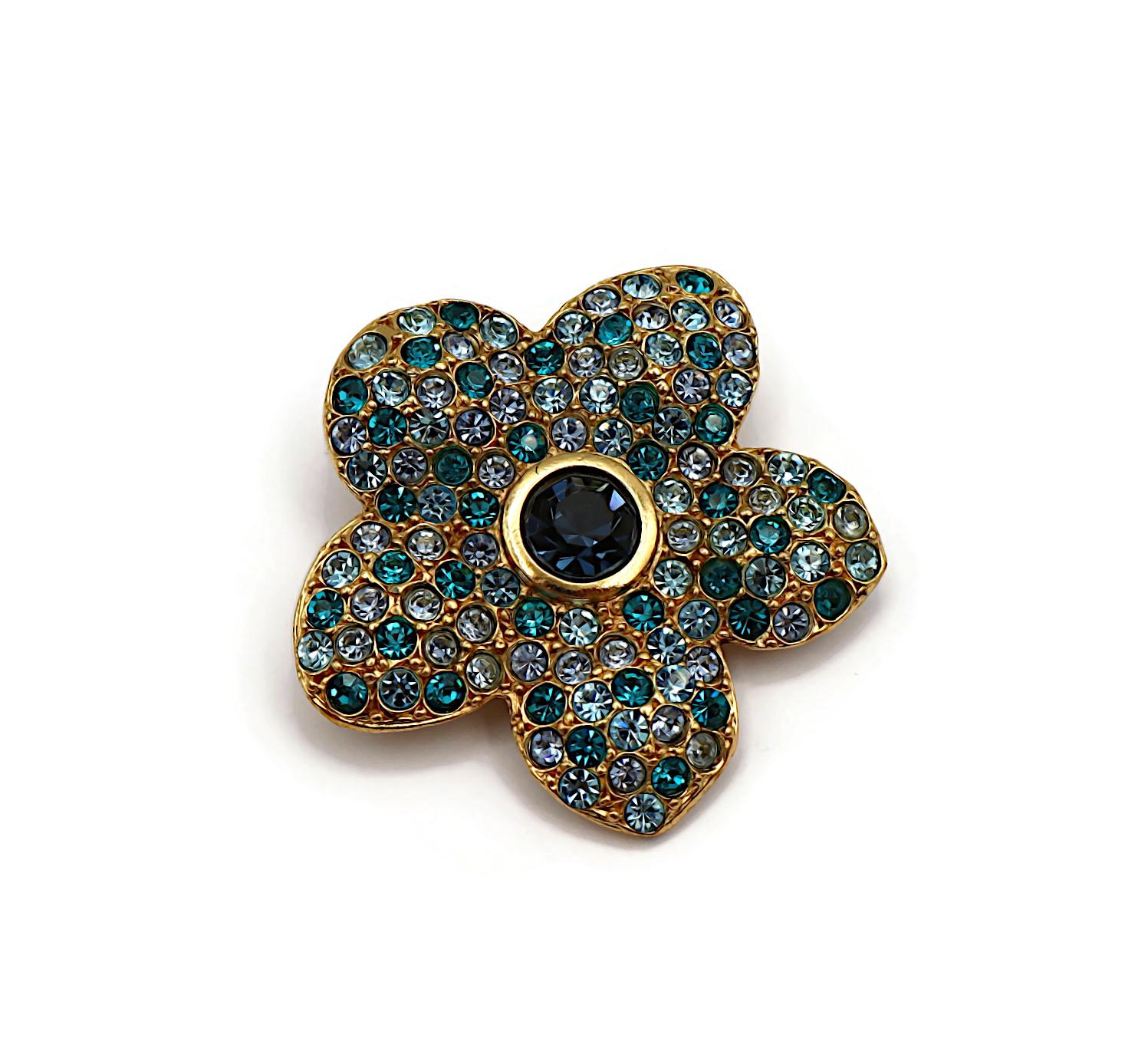 YVES SAINT LAURENT YSL Vintage Jewelled Flower Brooch Pendant 3