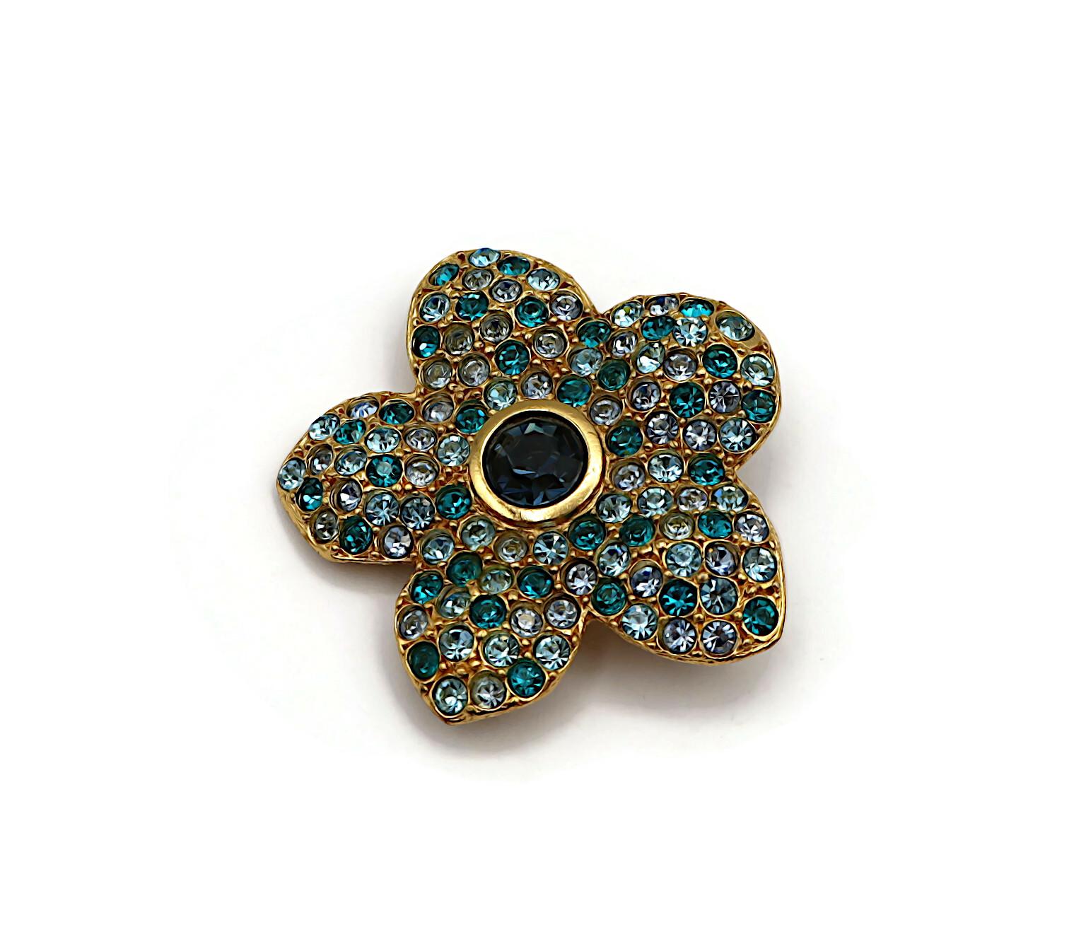 YVES SAINT LAURENT YSL Vintage Jewelled Flower Brooch Pendant 4