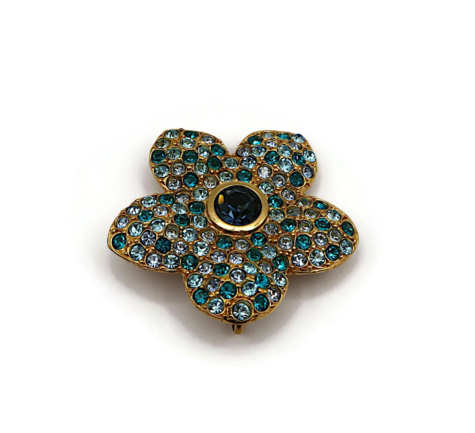 YVES SAINT LAURENT YSL Vintage Jewelled Flower Brooch Pendant 5