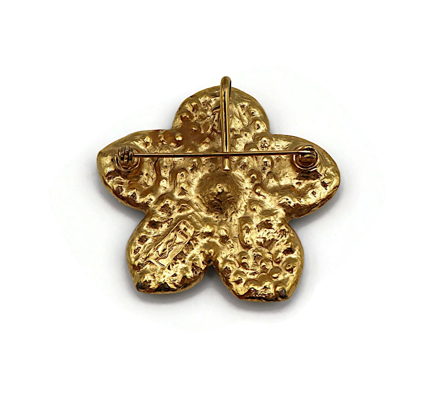 YVES SAINT LAURENT YSL Vintage Jewelled Flower Brooch Pendant 6