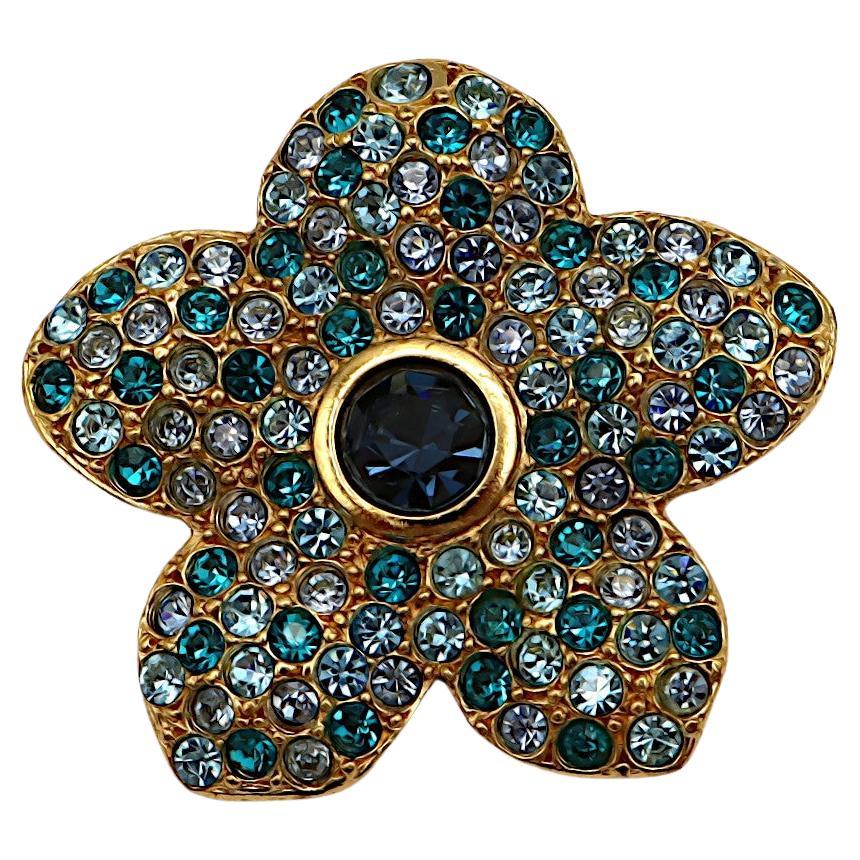 YVES SAINT LAURENT YSL Vintage Jewelled Flower Brooch Pendant
