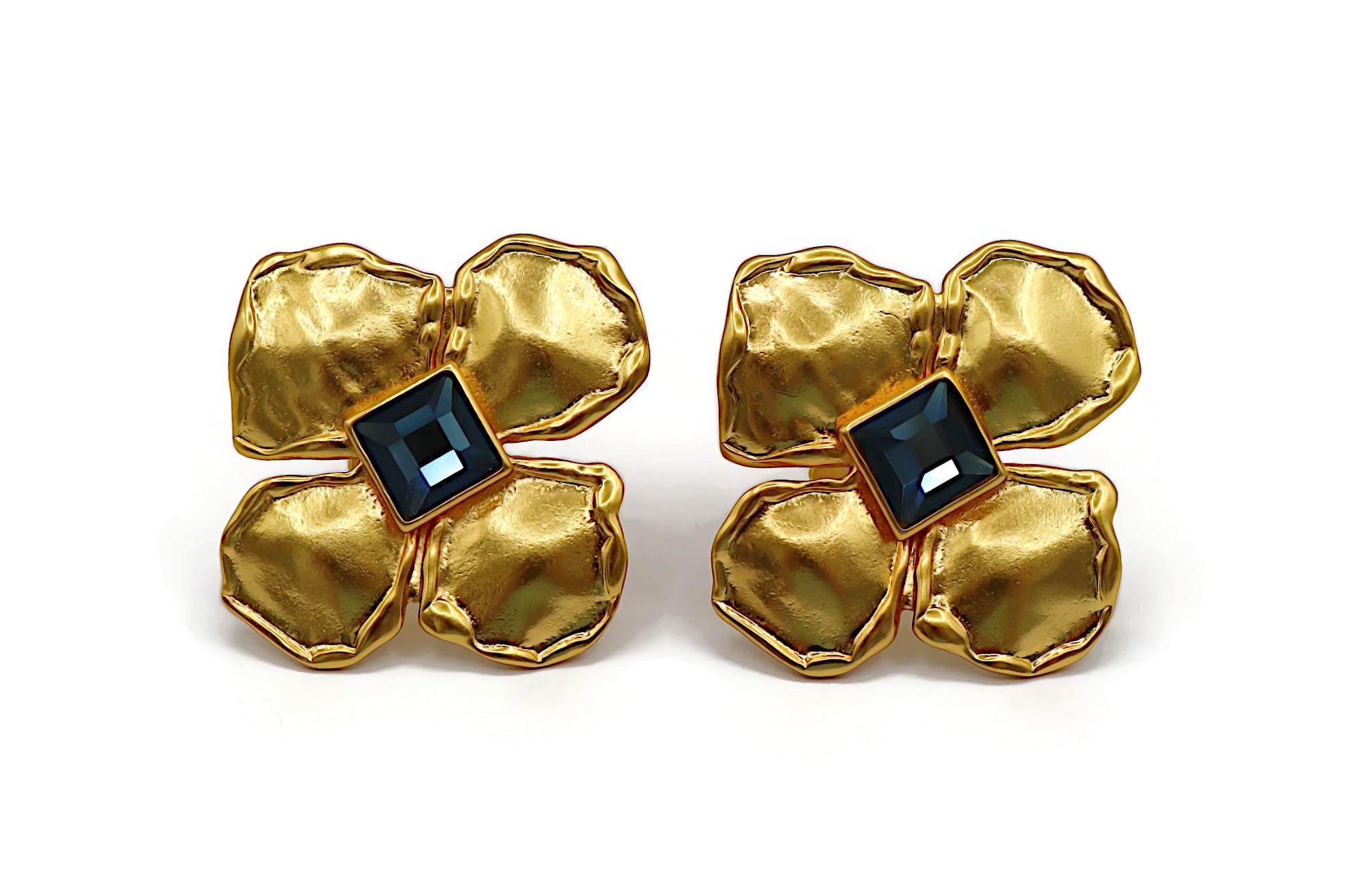 Women's YVES SAINT LAURENT YSL Vintage Jewelled Flower Clip-On Earrings For Sale