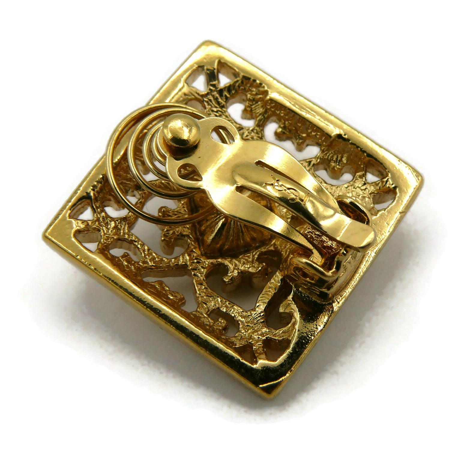 YVES SAINT LAURENT YSL Vintage Ohrclips mit Juwelen in Goldtönen, YVES SAINT LAURENT im Angebot 3