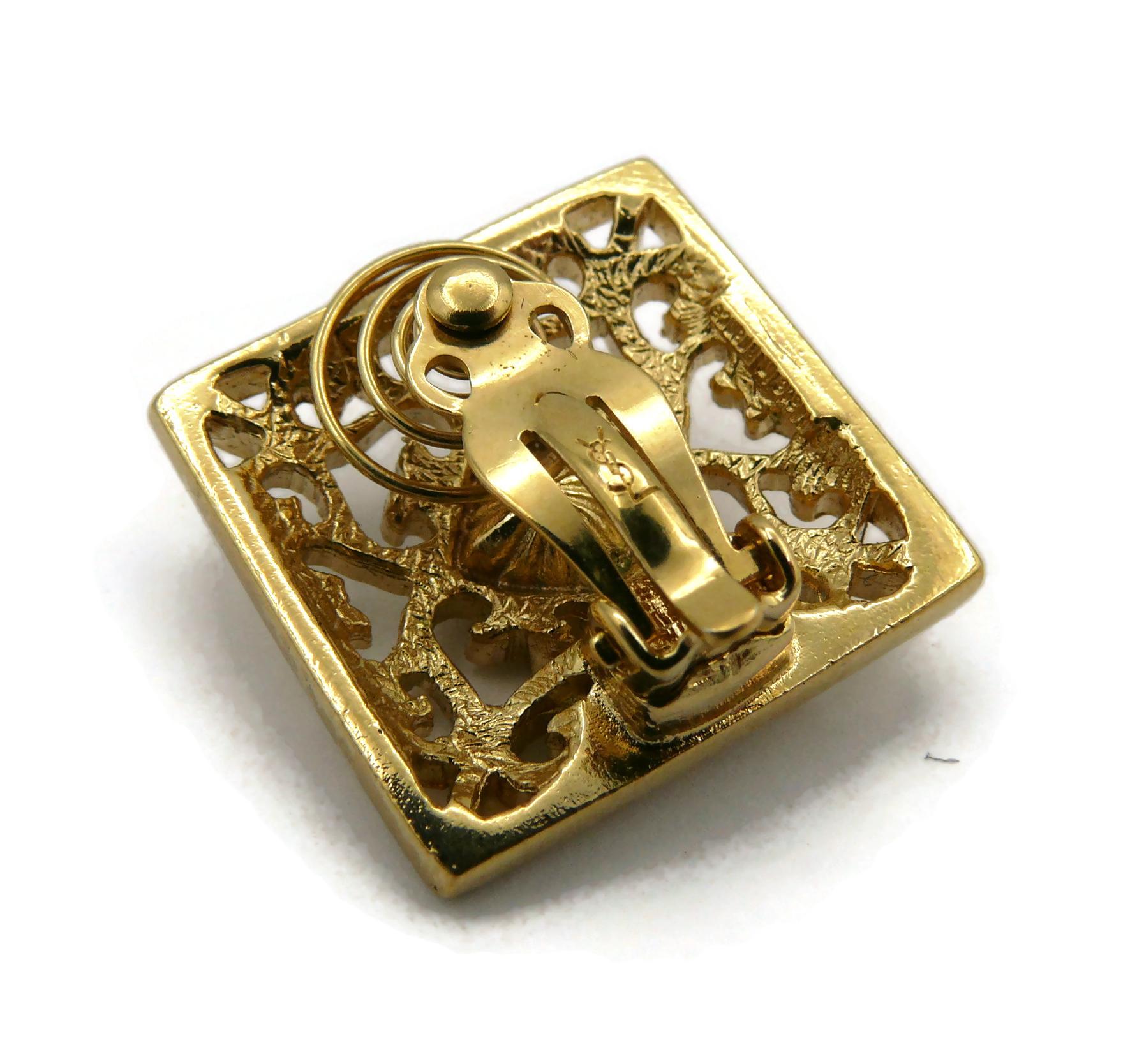 YVES SAINT LAURENT YSL Vintage Ohrclips mit Juwelen in Goldtönen, YVES SAINT LAURENT im Angebot 4