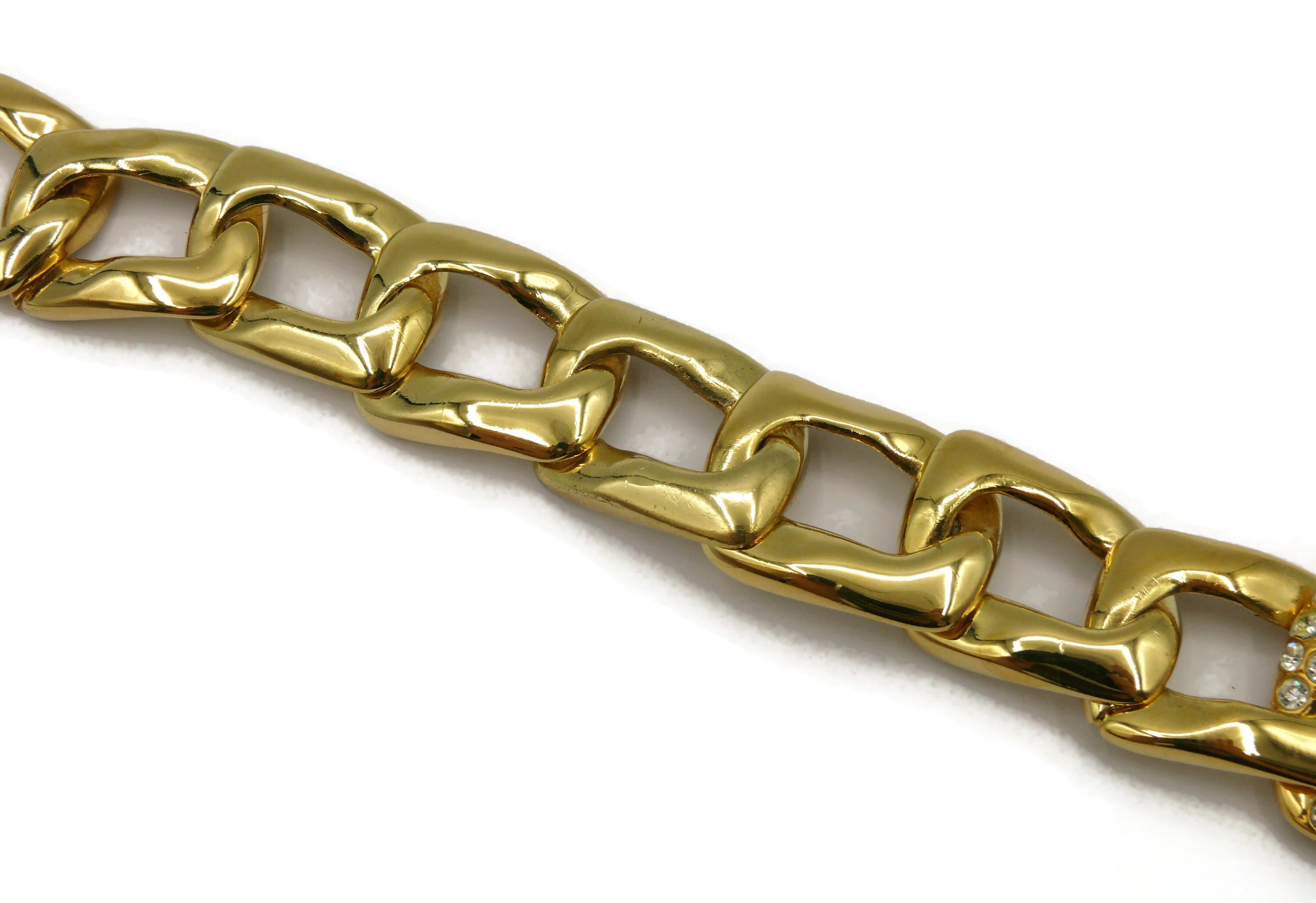 YVES SAINT LAURENT Collier à chaîne vintage en forme de boucle avec bijoux dorés en vente 2