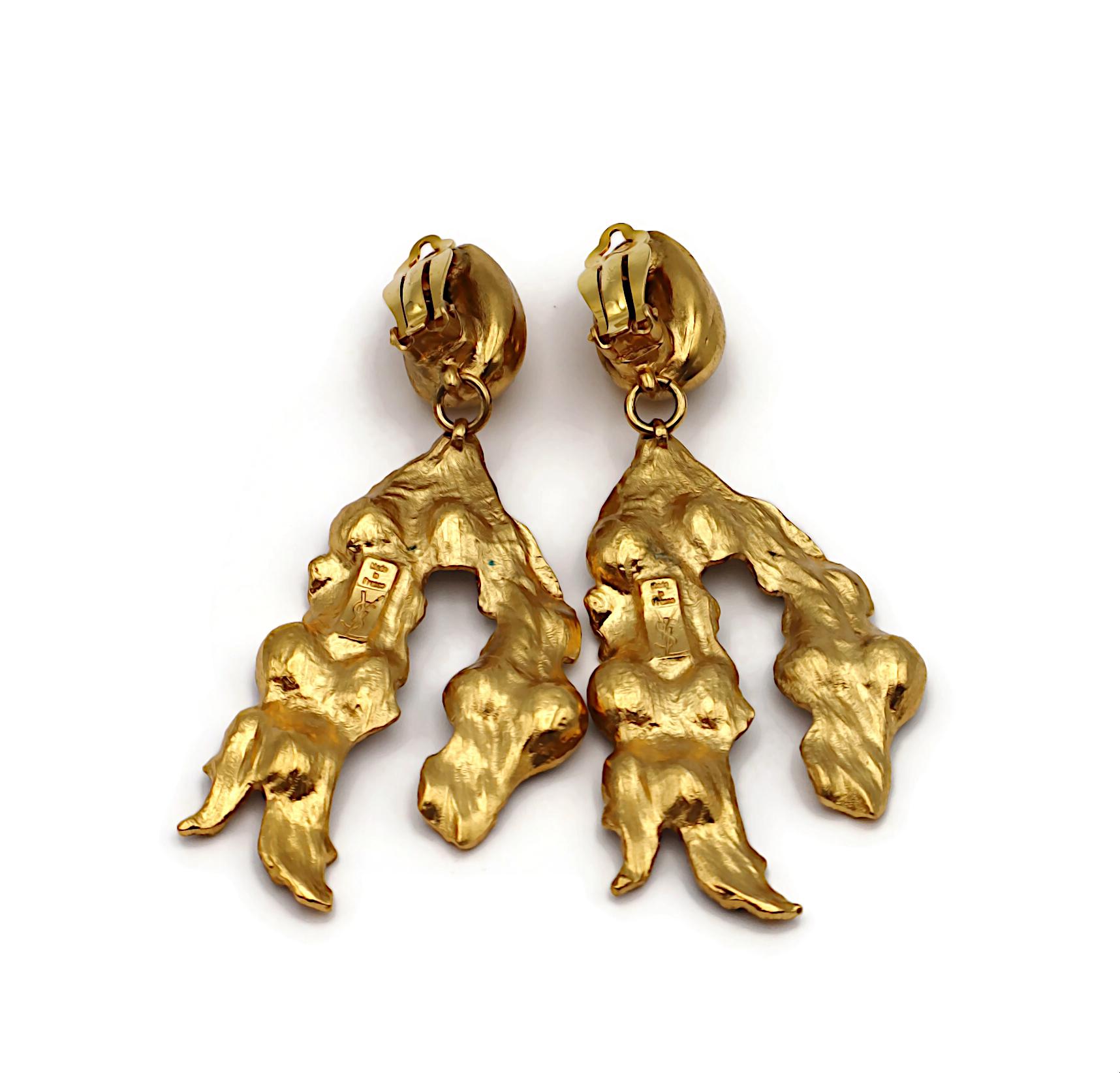 Yves Saint Laurent YSL Orecchini Jewell d'epoca con vita marina in tonalità oro in vendita 4
