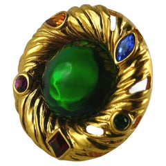 Yves Saint Laurent YSL Used Jewelled Gold Toned Nest Brooch 