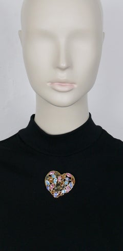 Yves Saint Laurent YSL Vintage Jewelled Heart Brooch