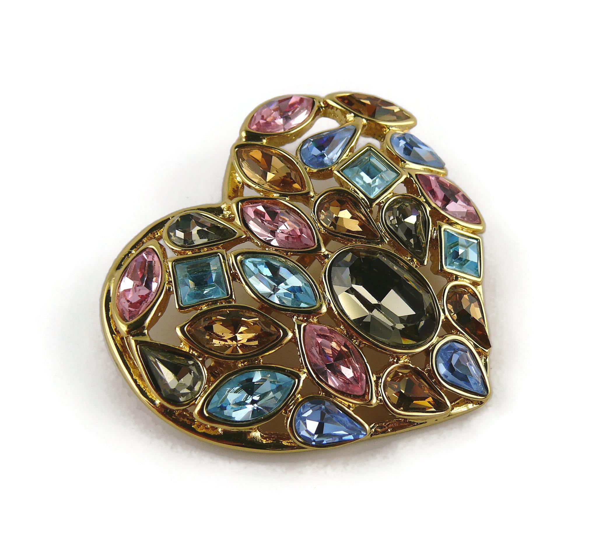 Yves Saint Laurent YSL Vintage Herzbrosche mit Juwelen Damen im Angebot