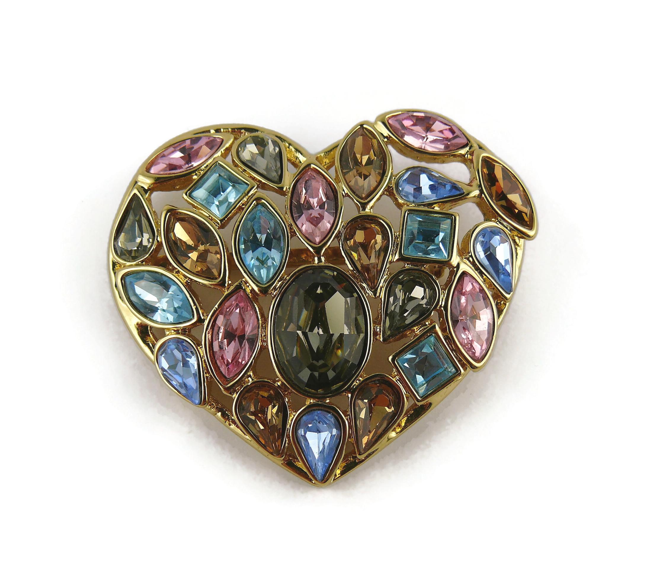 Yves Saint Laurent YSL Vintage Herzbrosche mit Juwelen im Angebot 1
