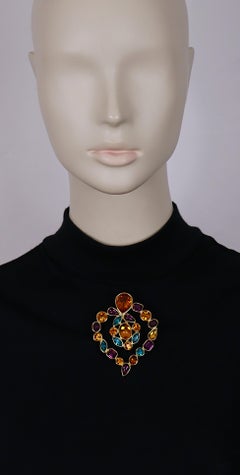 YVES SAINT LAURENT YSL Vintage Jewelled Heart Brooch Pendant