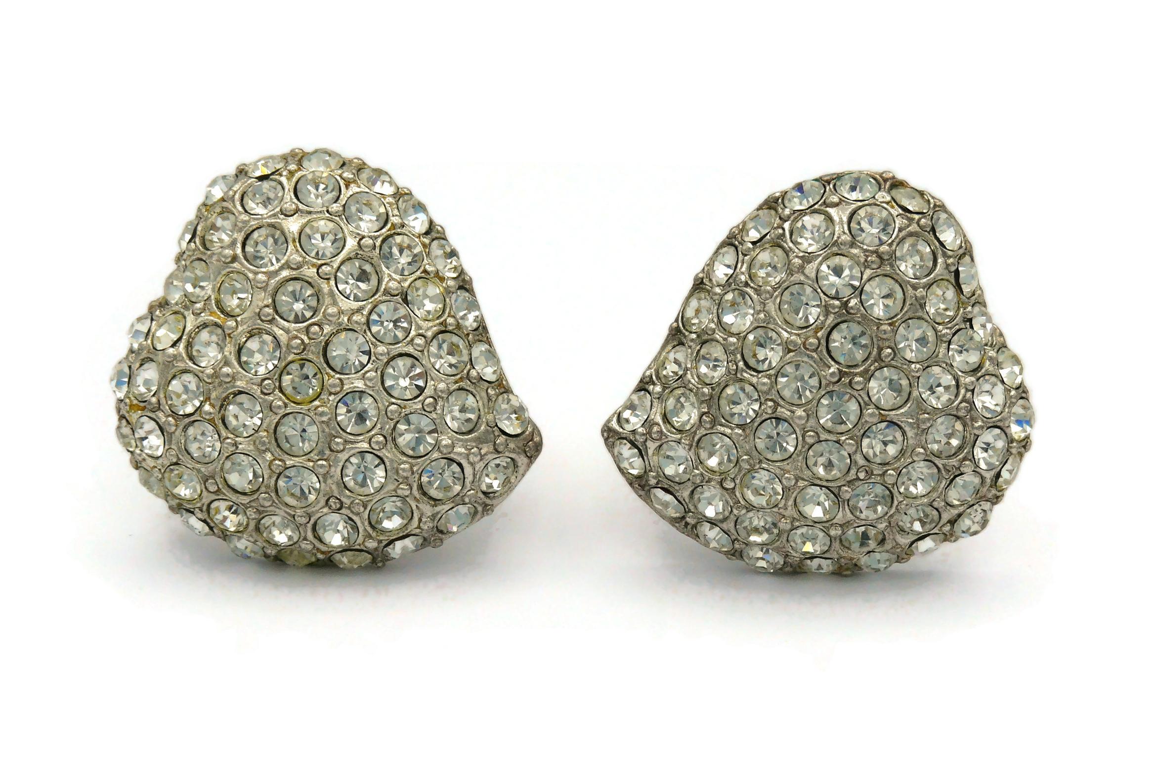 Women's YVES SAINT LAURENT YSL Vintage Jewelled Heart Clip-On Earrings