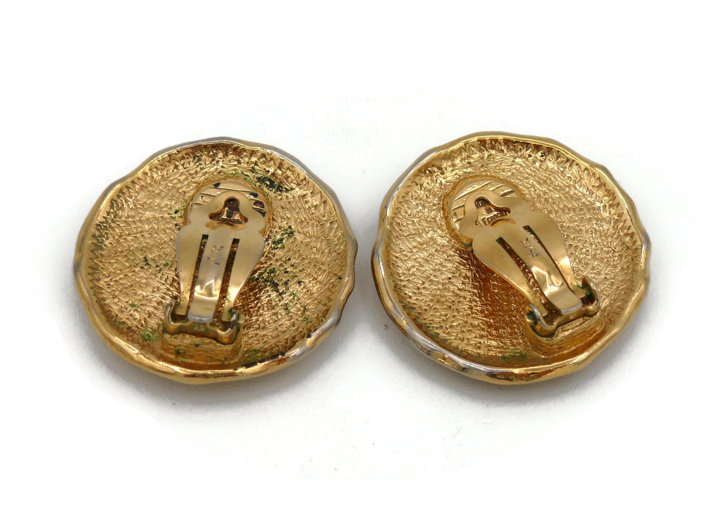 YVES SAINT LAURENT YSL Vintage Jewelled Heart Clip-On Earrings For Sale 1