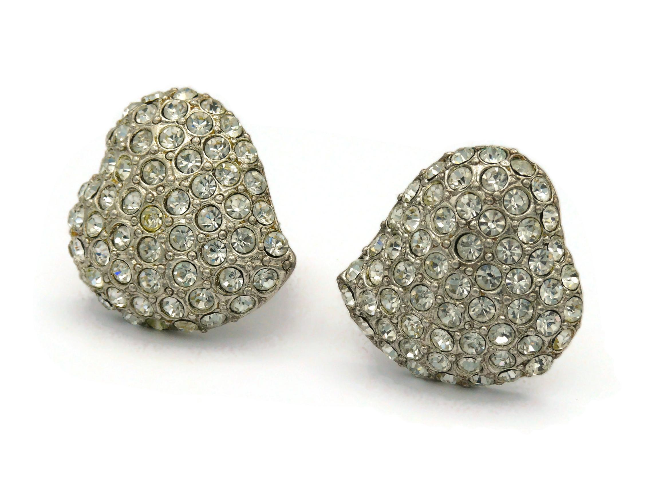YVES SAINT LAURENT YSL Vintage Jewelled Heart Clip-On Earrings 1