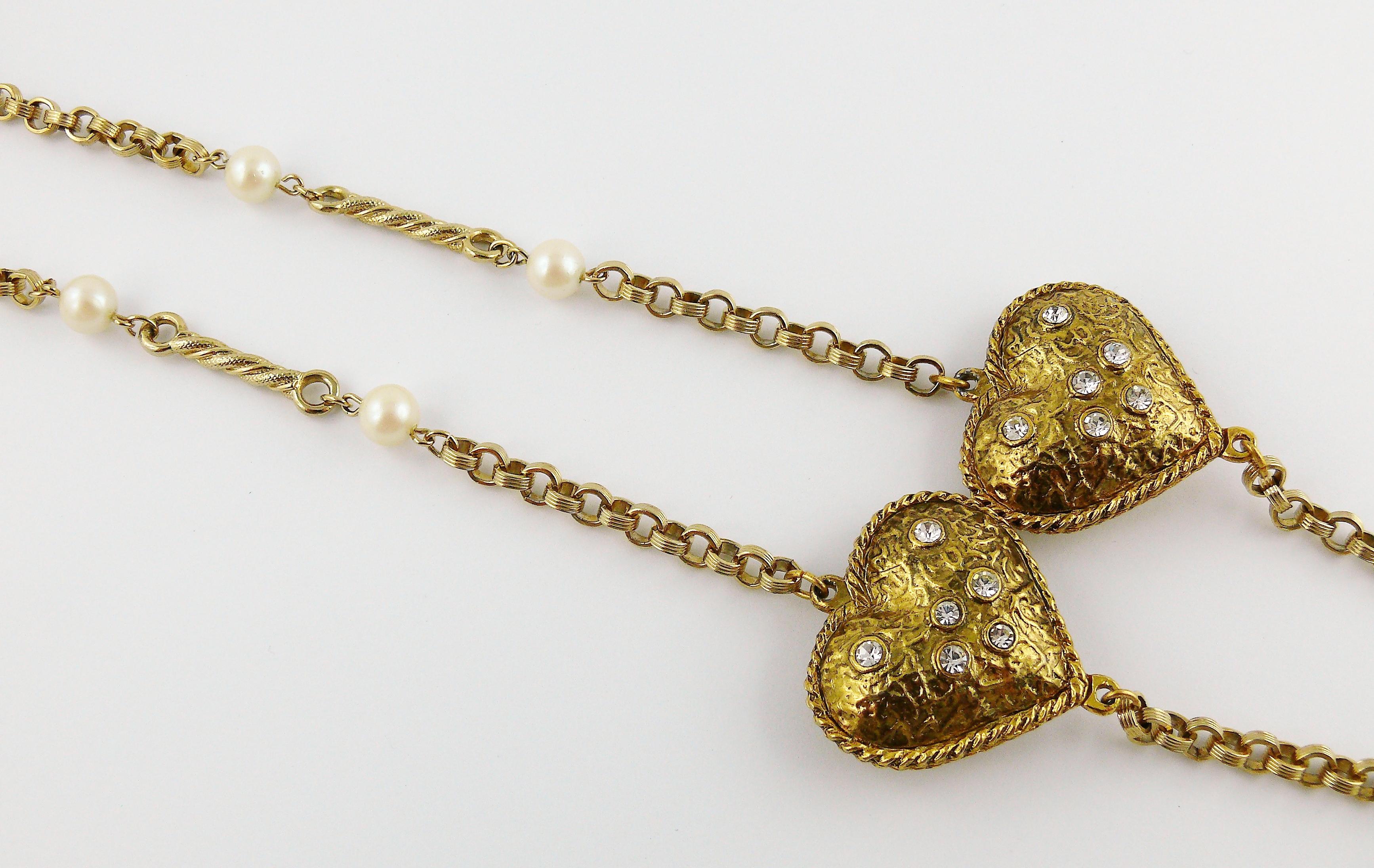 Yves Saint Laurent YSL Vintage Jewelled Heart Sautoir Necklace 1
