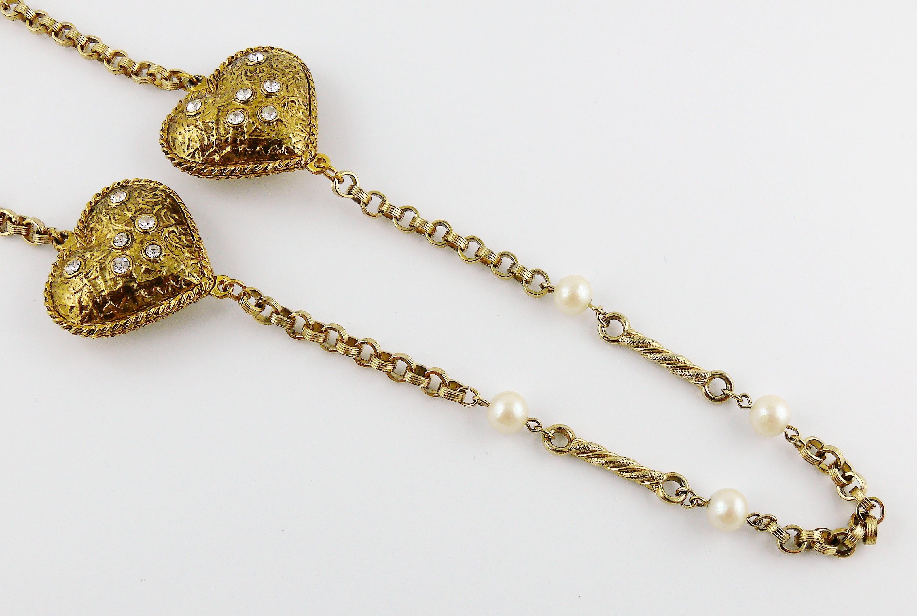 Yves Saint Laurent YSL Vintage Jewelled Heart Sautoir Necklace 2