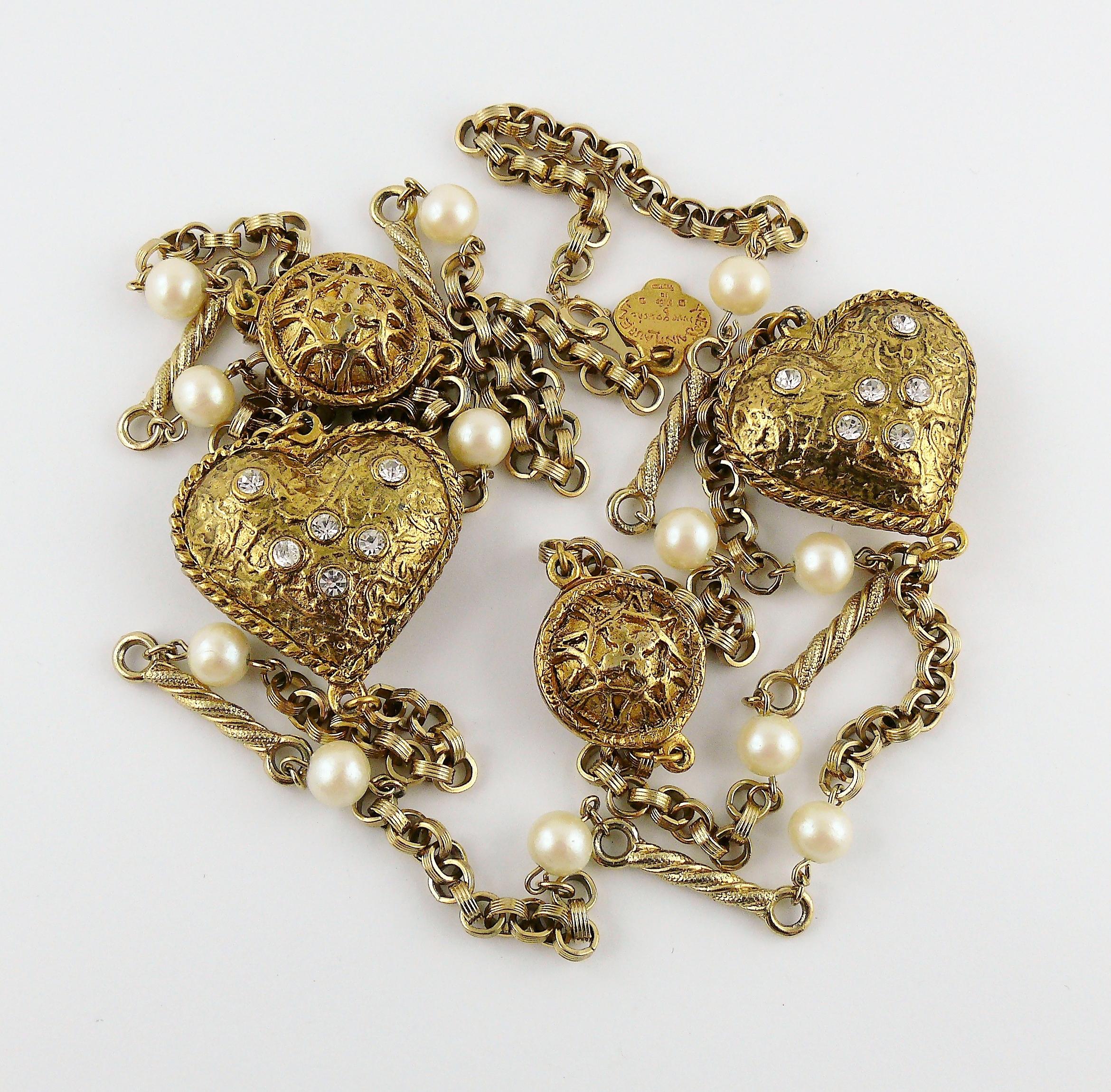 Yves Saint Laurent YSL Vintage Jewelled Heart Sautoir Necklace 3