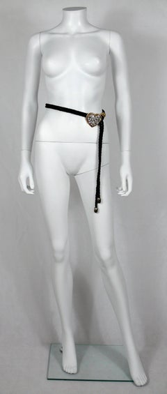 Yves Saint Laurent YSL Vintage Juwelenbesetzter Herz-Seidenkordelgürtel