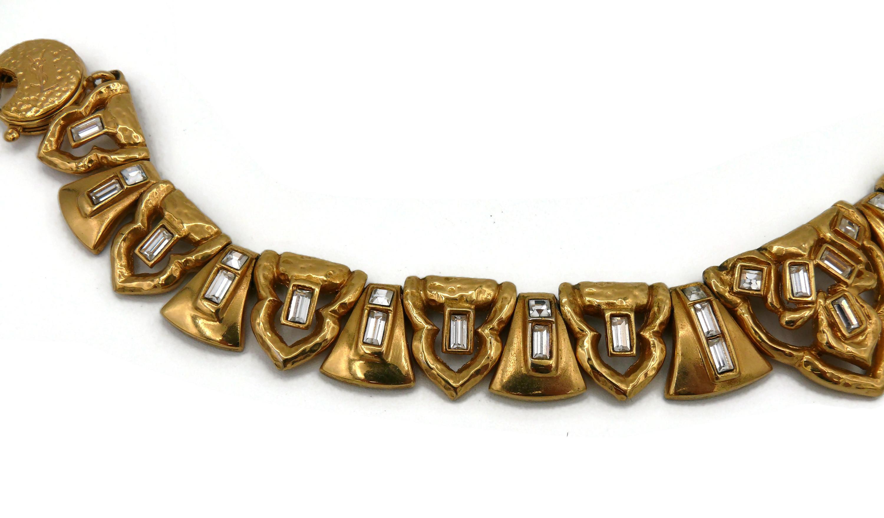 YVES SAINT LAURENT YSL Vintage Jewelled Oriental Design Necklace In Good Condition For Sale In Nice, FR