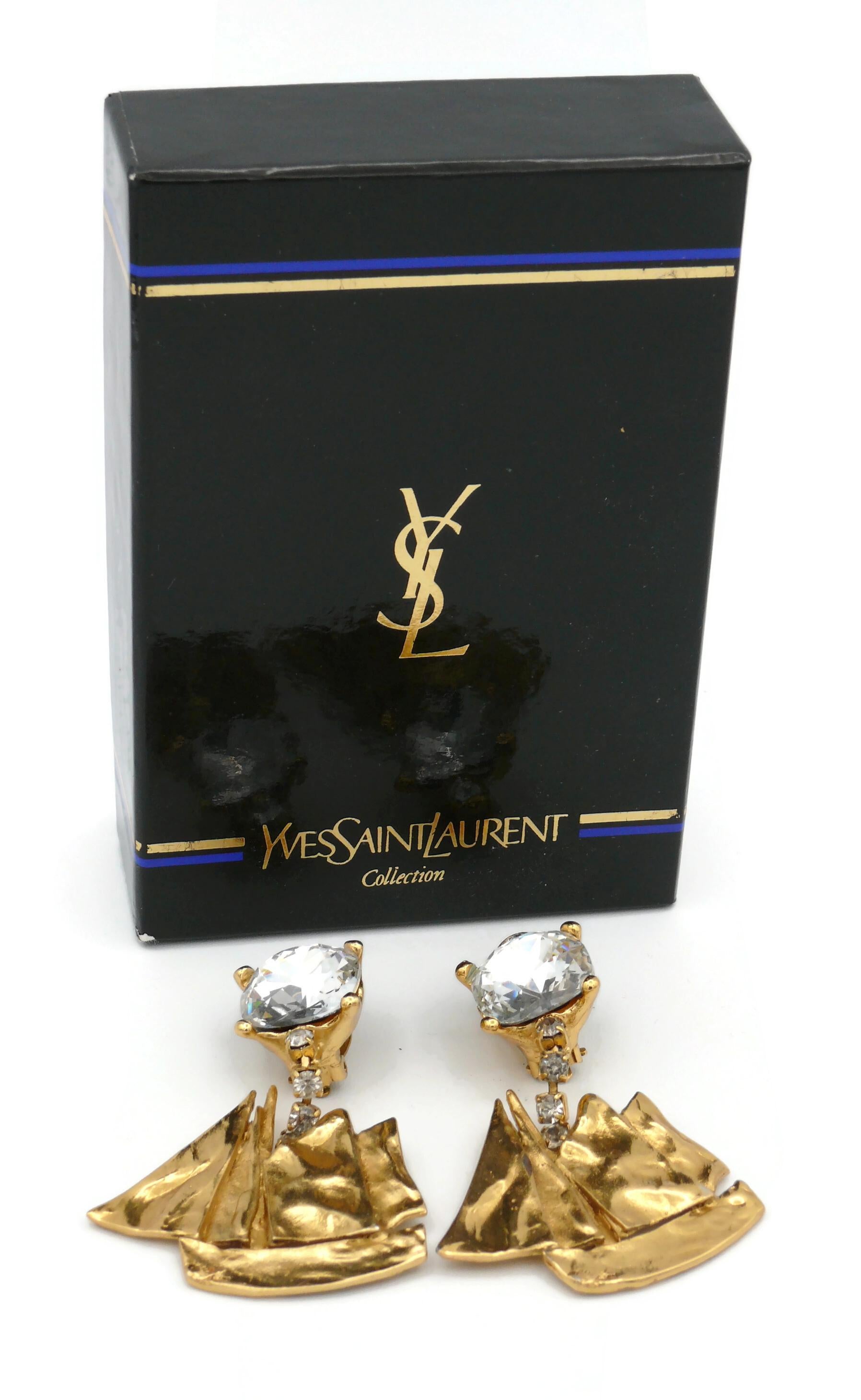Women's Yves Saint Laurent YSL Vintage Jewelled Sailboat Dangling Earrings For Sale