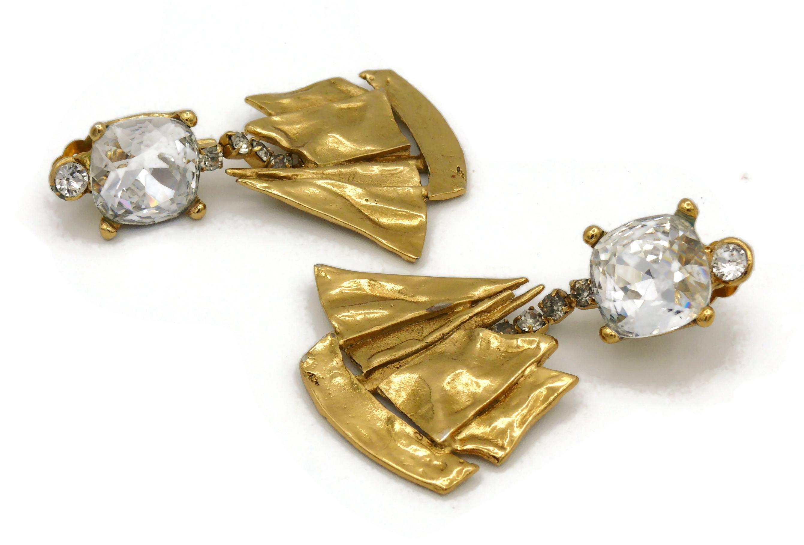 Yves Saint Laurent YSL Vintage Jewelled Sailboat Dangling Earrings For Sale 2