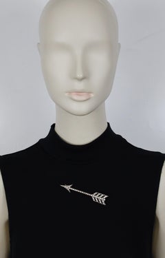 YVES SAINT LAURENT YSL Vintage Jewelled Silver-Tone Arrow Brooch