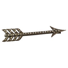 YVES SAINT LAURENT YSL Vintage Jewelled Silver-Tone Arrow Brooch (Broche flèche)