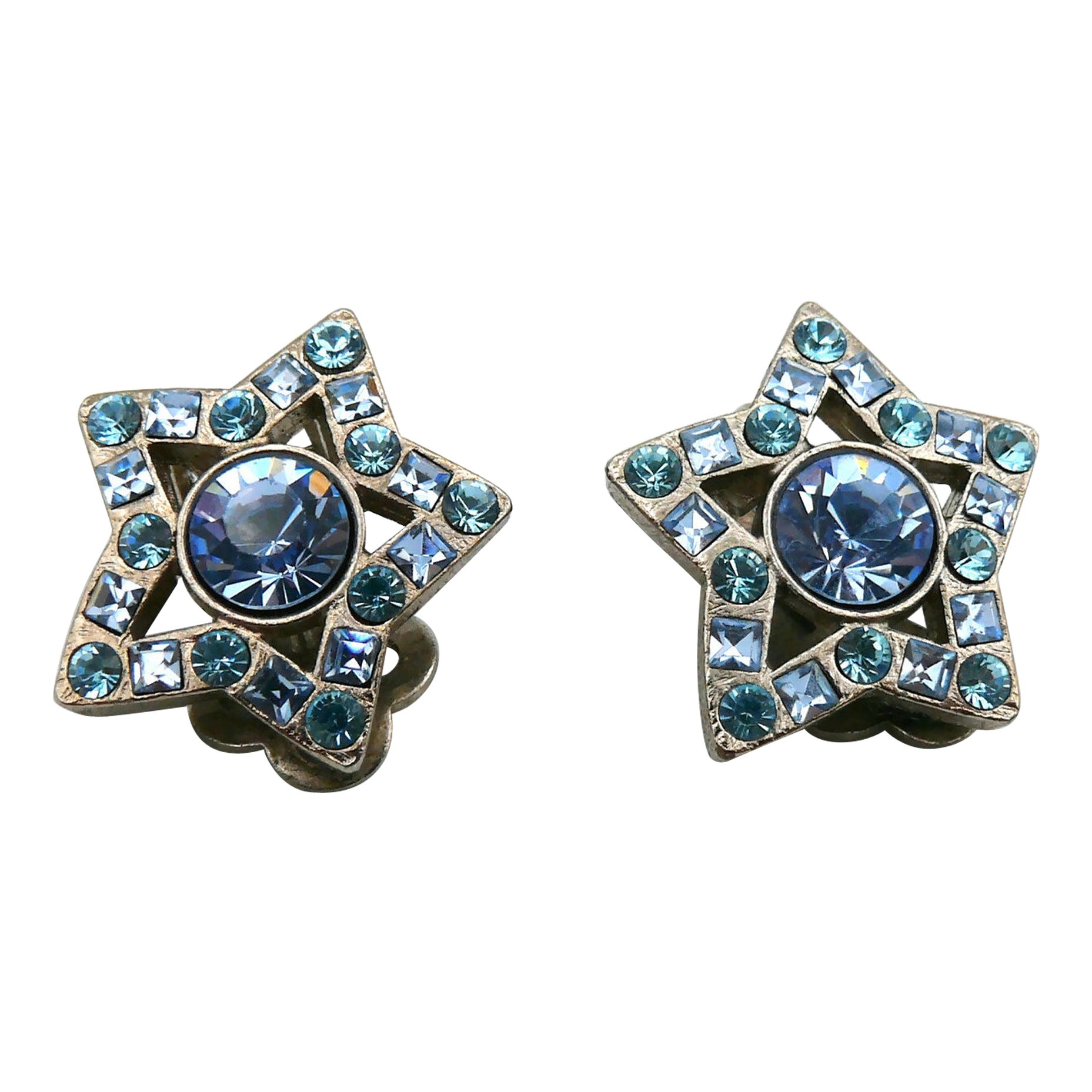 YVES SAINT LAURENT YSL - Boucles d'oreilles à clip en forme d'étoile et ornées de bijoux - Vintage