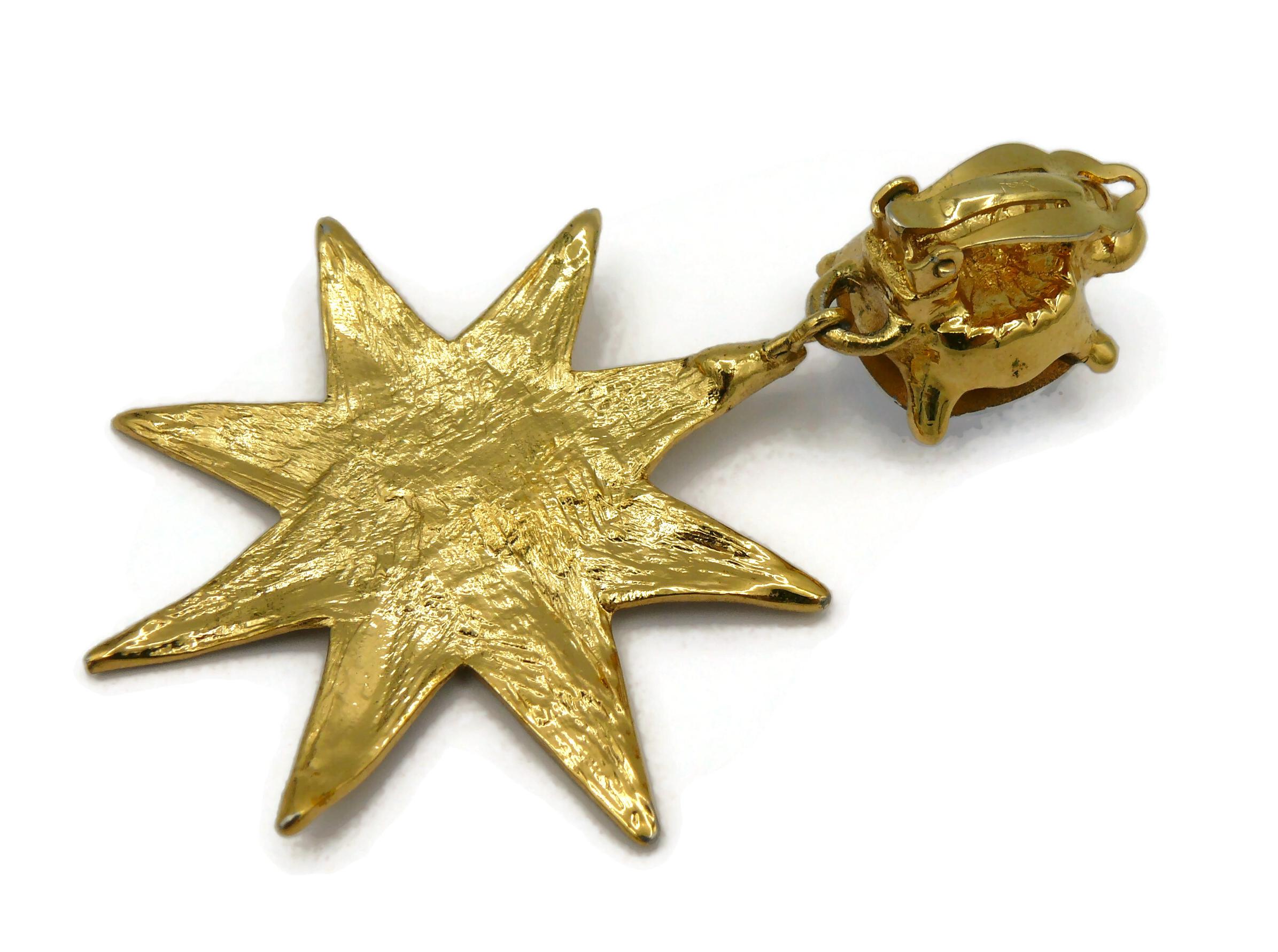 YVES SAINT LAURENT YSL Vintage Jewelled Sun Dangling Earrings For Sale 7