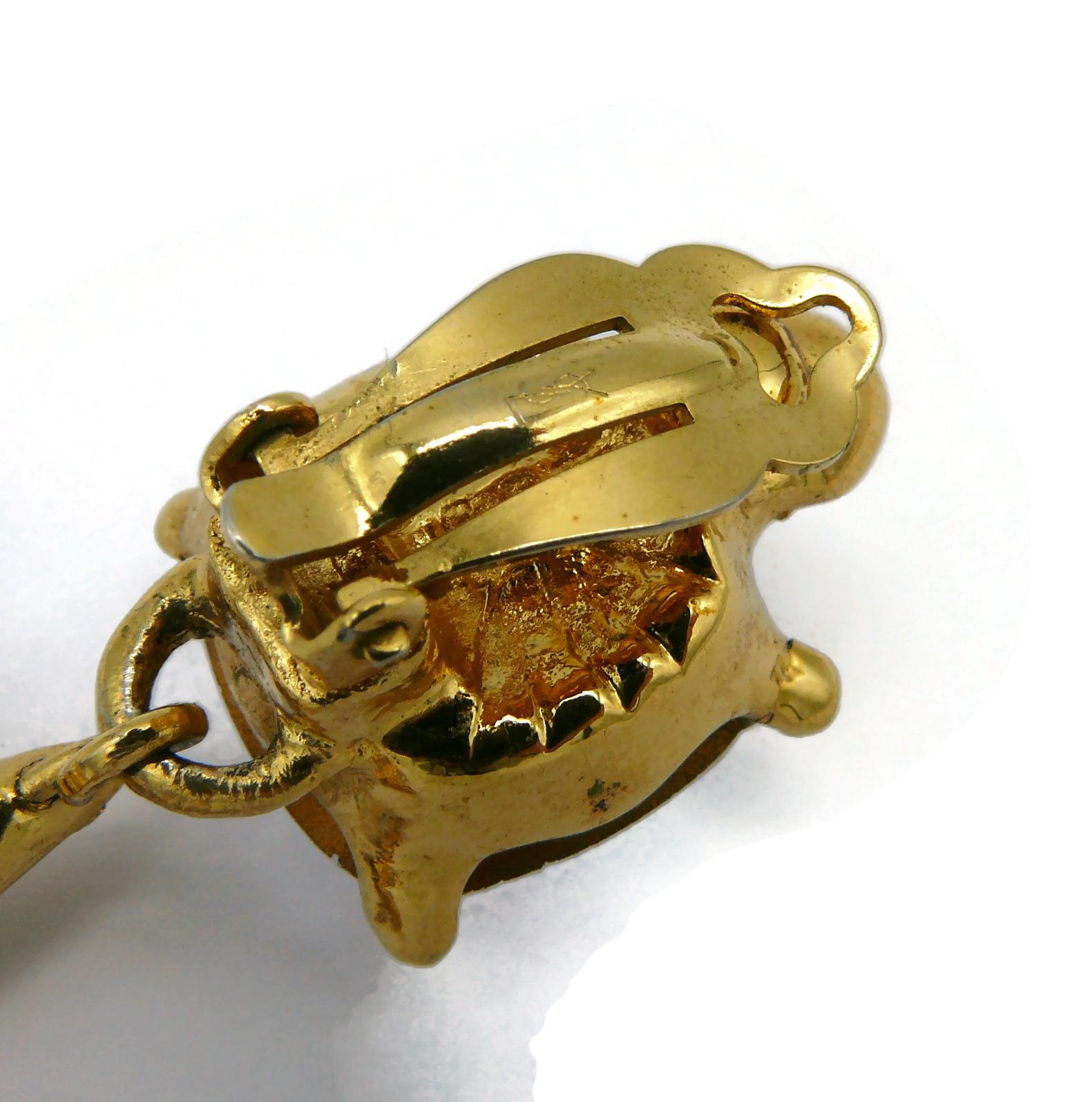 YVES SAINT LAURENT YSL Vintage Jewelled Sun Dangling Earrings For Sale 10