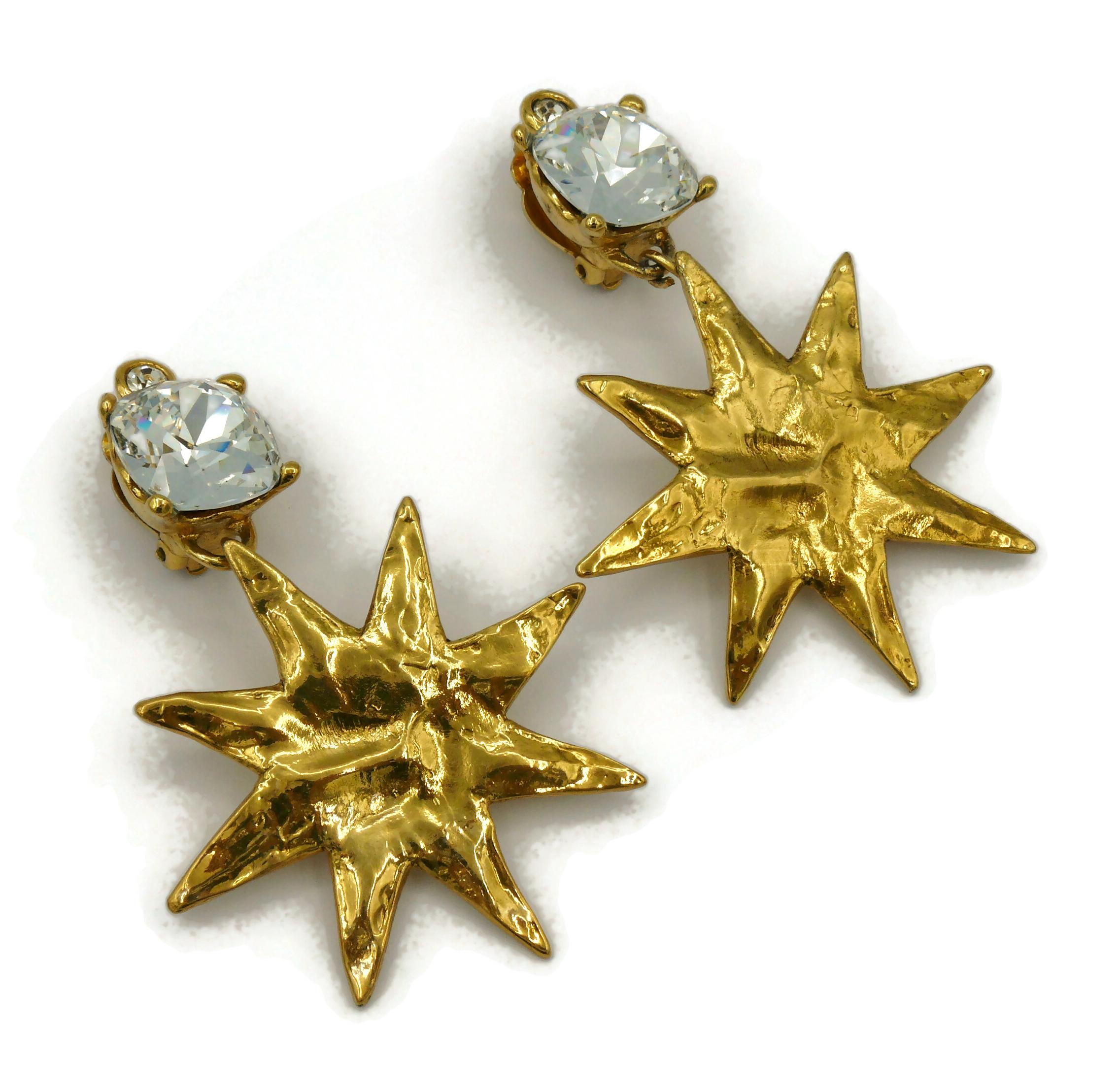 Women's YVES SAINT LAURENT YSL Vintage Jewelled Sun Dangling Earrings For Sale