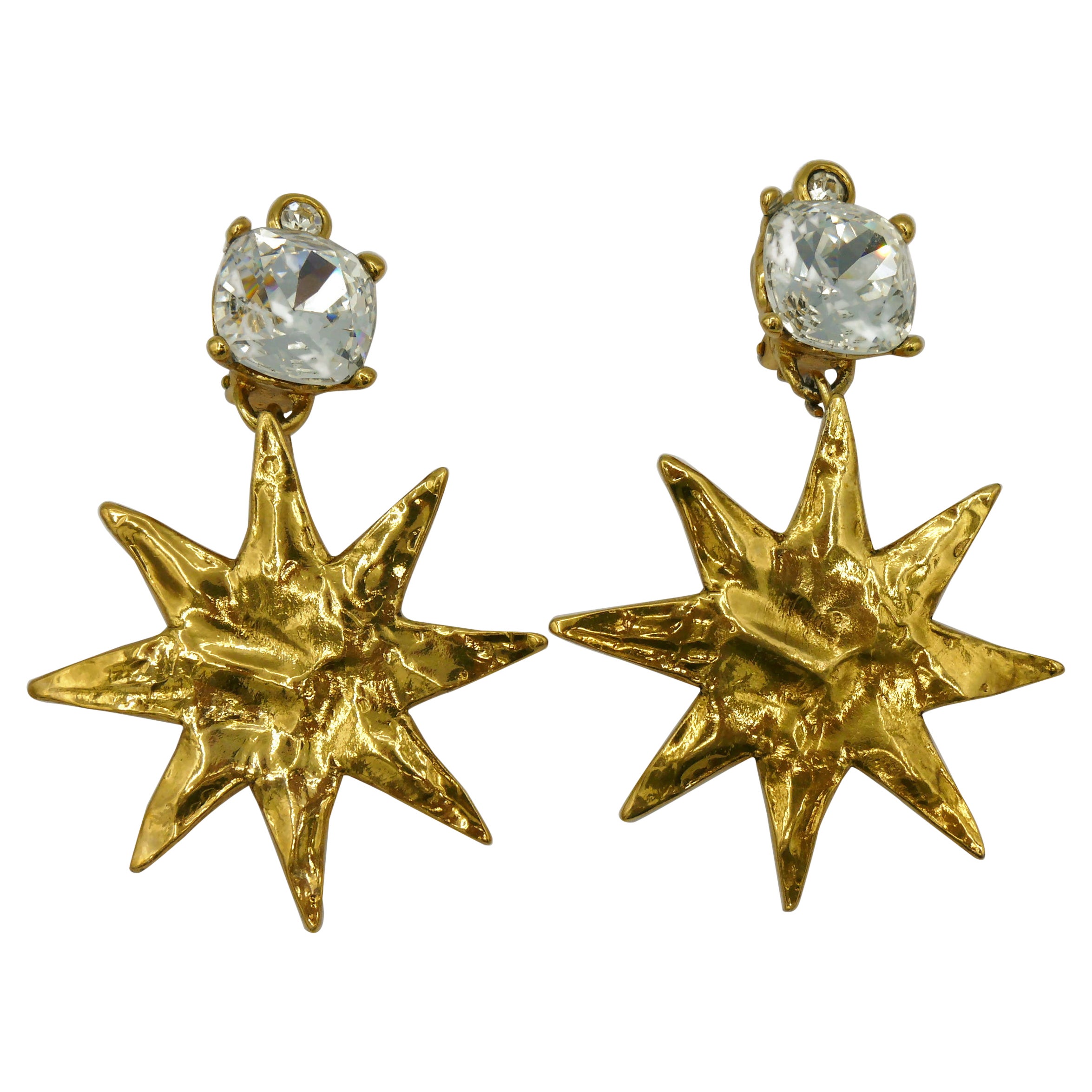 Boucles d'oreilles pendantes YVES SAINT LAURENT YSL Vintage Jewelled Sun