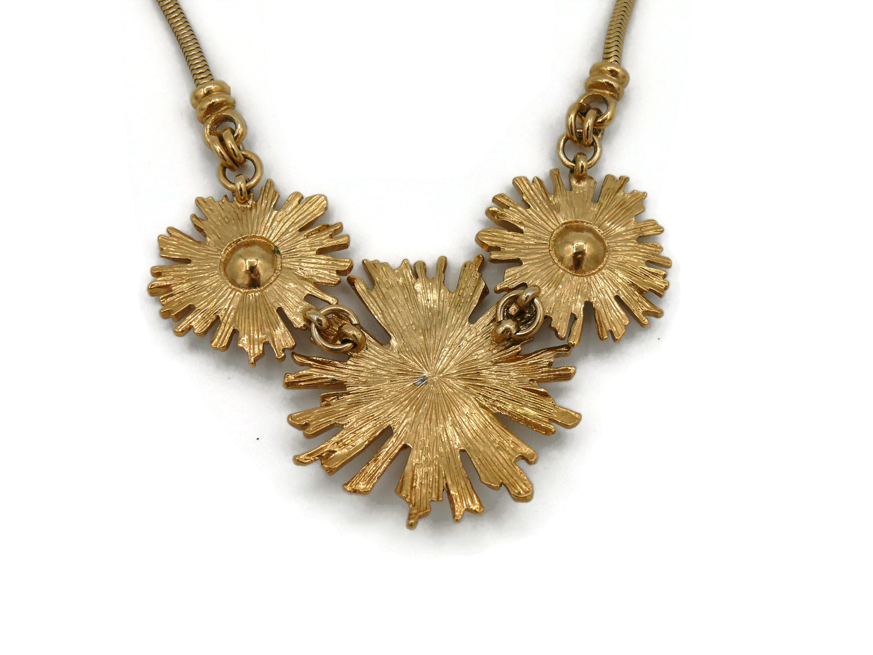YVES SAINT LAURENT YSL Vintage Jewelled Sunburst Necklace For Sale 9