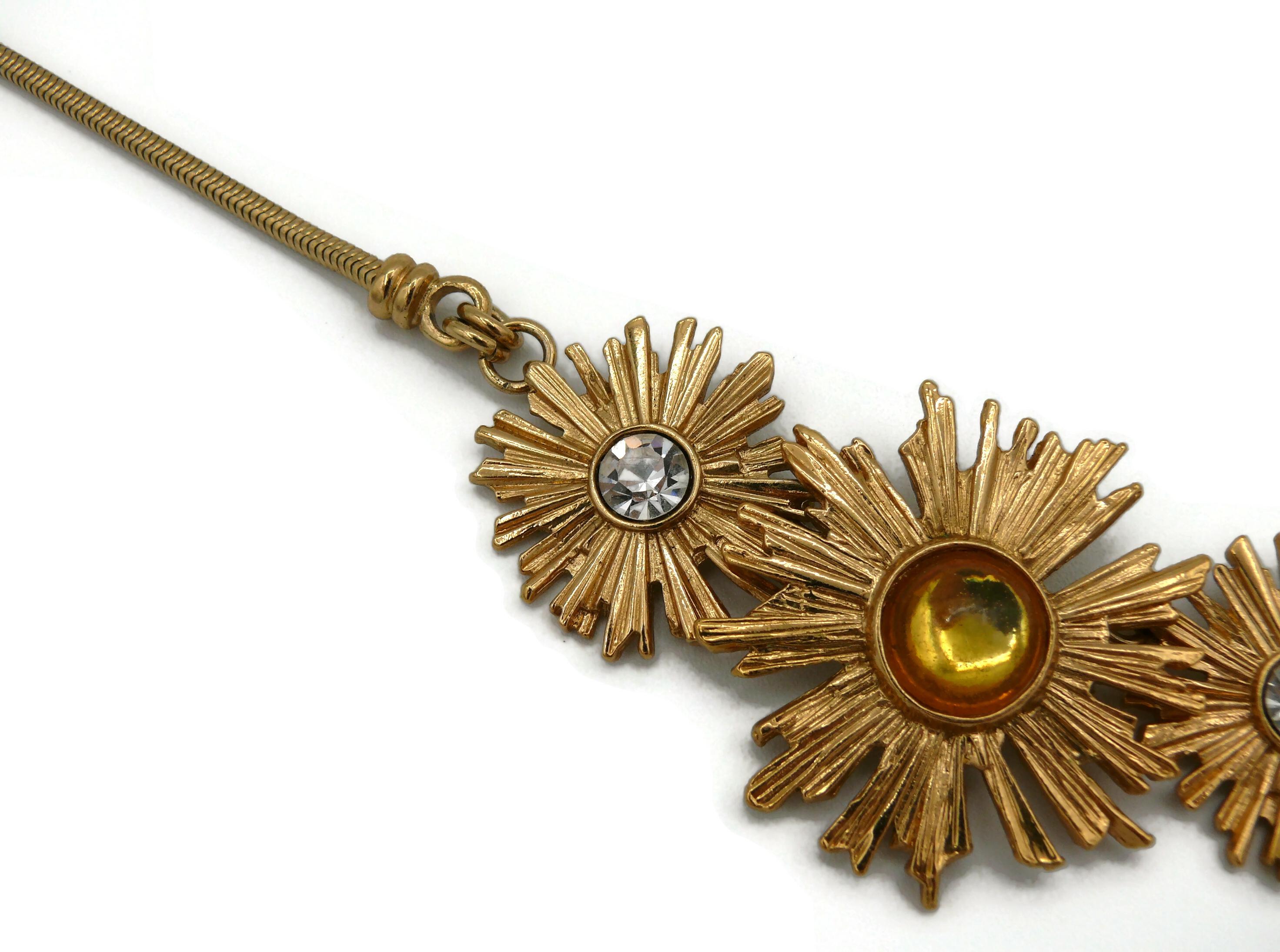 YVES SAINT LAURENT YSL Vintage Jewelled Sunburst Necklace For Sale 1