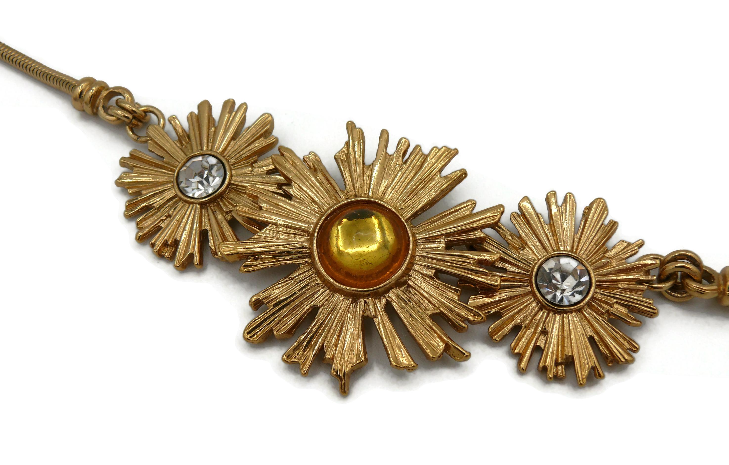 YVES SAINT LAURENT YSL Vintage Jewelled Sunburst Necklace For Sale 2