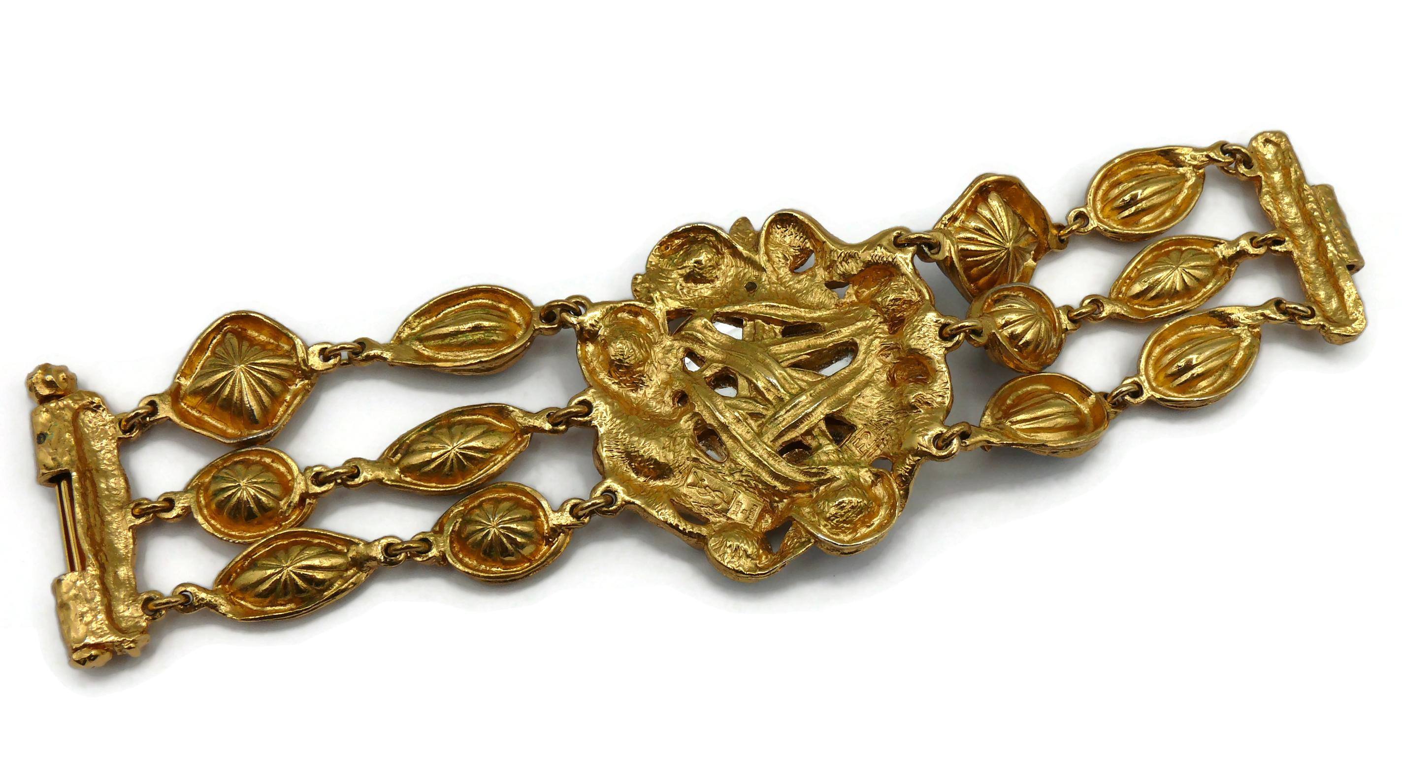 YVES SAINT LAURENT YSL Vintage Juwelenbesetztes dreistrangiges Cadix-Armband im Angebot 7