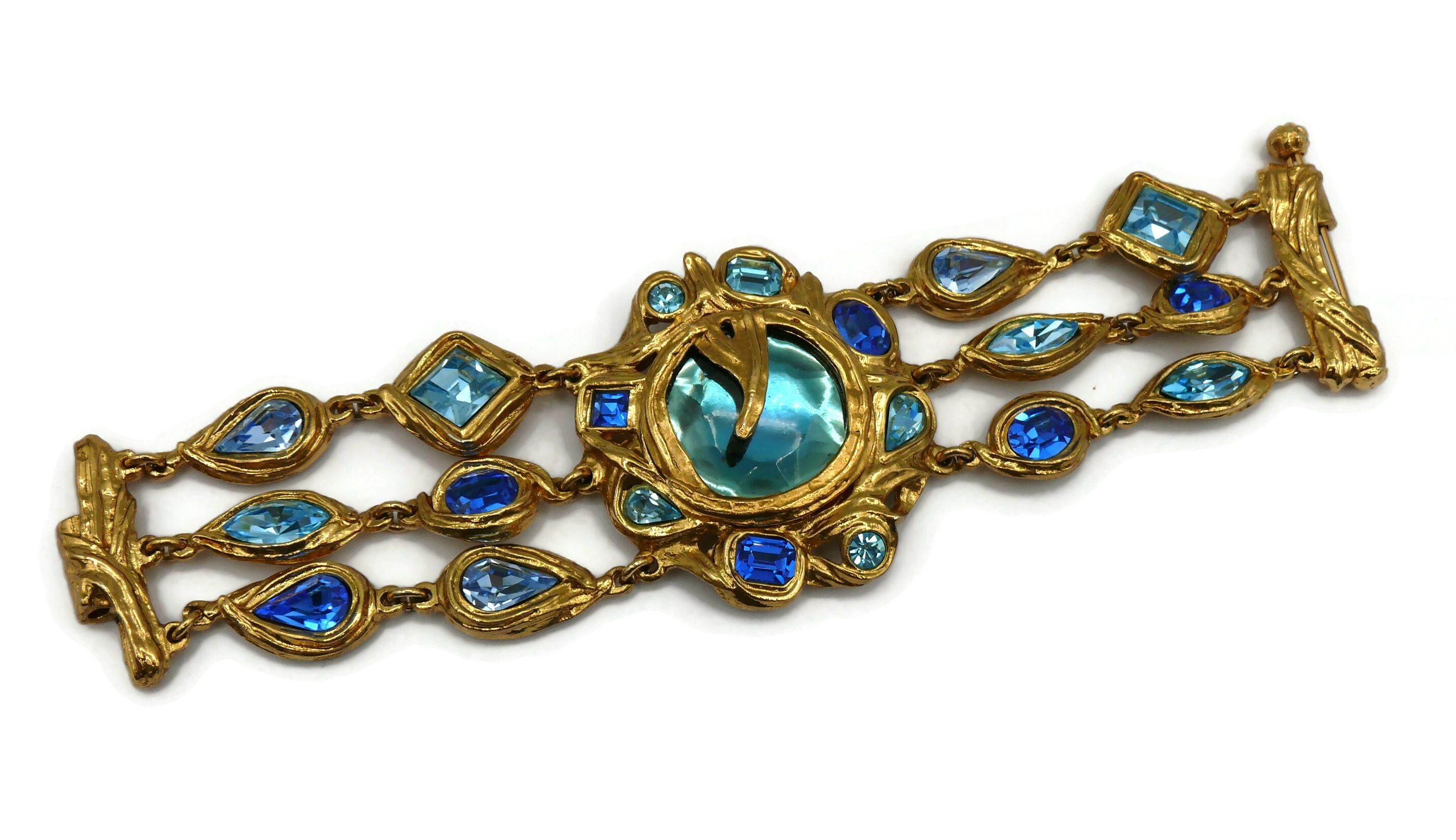 YVES SAINT LAURENT YSL Vintage Juwelenbesetztes dreistrangiges Cadix-Armband Damen im Angebot