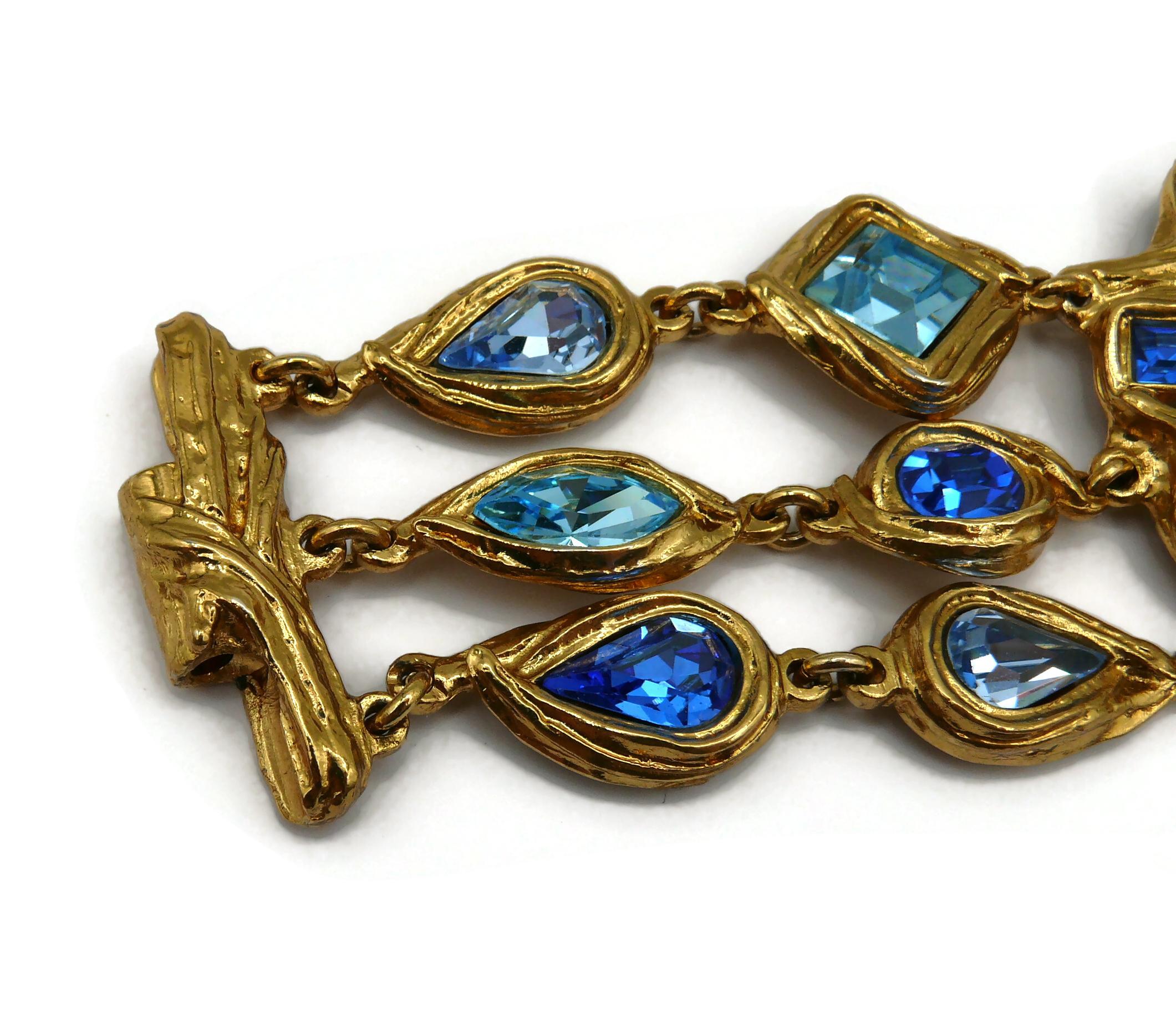 YVES SAINT LAURENT YSL Vintage Juwelenbesetztes dreistrangiges Cadix-Armband im Angebot 1