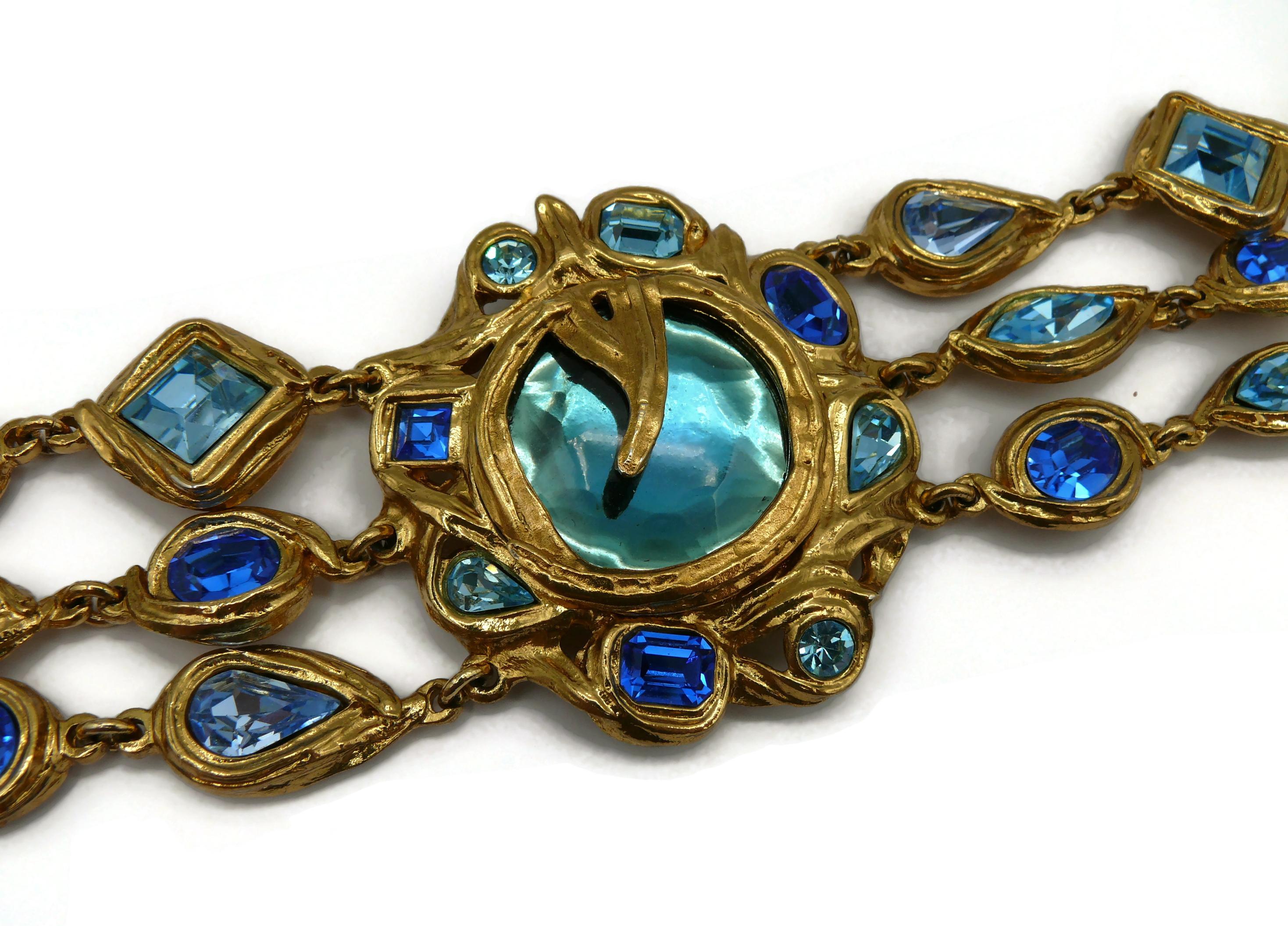 YVES SAINT LAURENT YSL Vintage Juwelenbesetztes dreistrangiges Cadix-Armband im Angebot 3